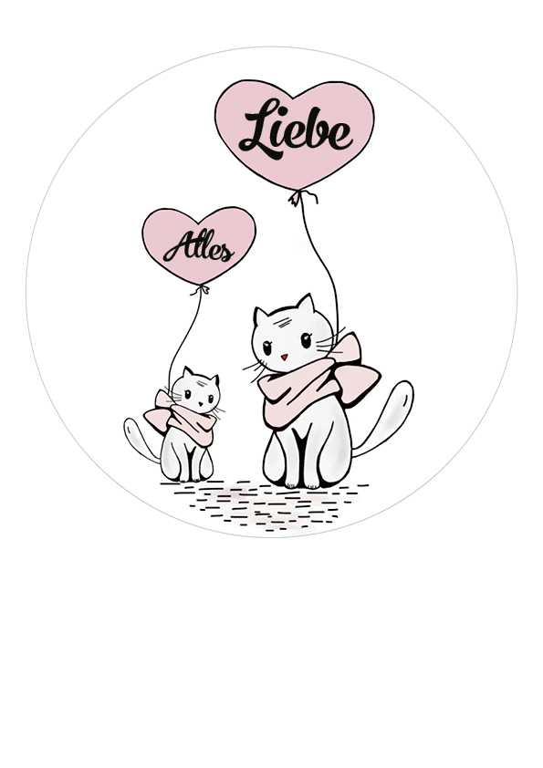 Tortenaufleger Katzen "Alles Liebe"