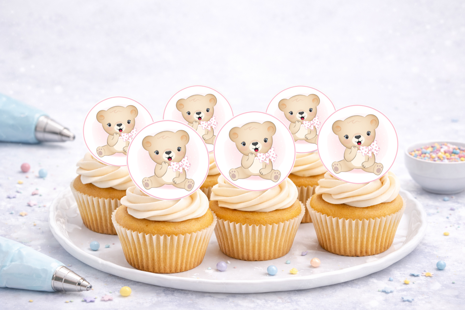 Muffinaufleger Bär aus essbarer Oblate Deluxe, A4-Bogen mit 25 Auflegern, Produktnummer N713
