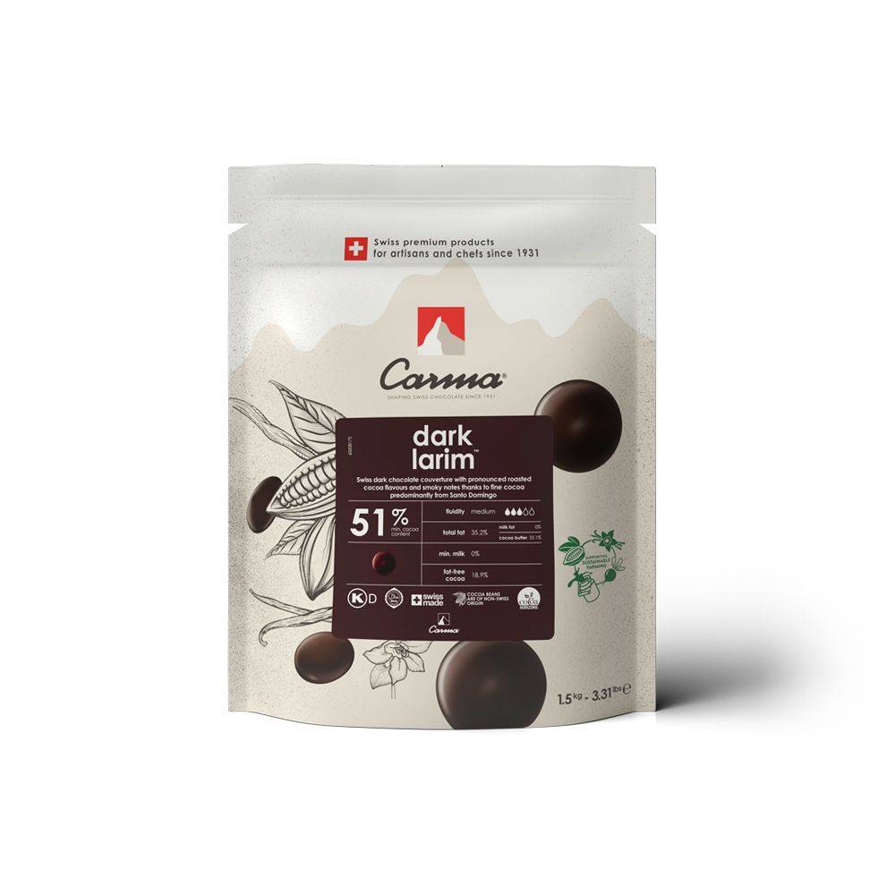 Carma Dark Larim 51 % – 200g - Schweizer Zartbitter-Kuvertüre,