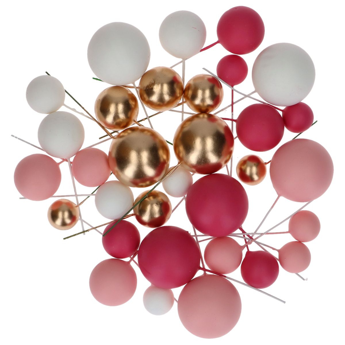 Dekoball-Set Hot Pink Ombre & Gold – 32-teilig für Torten & Cake Topper