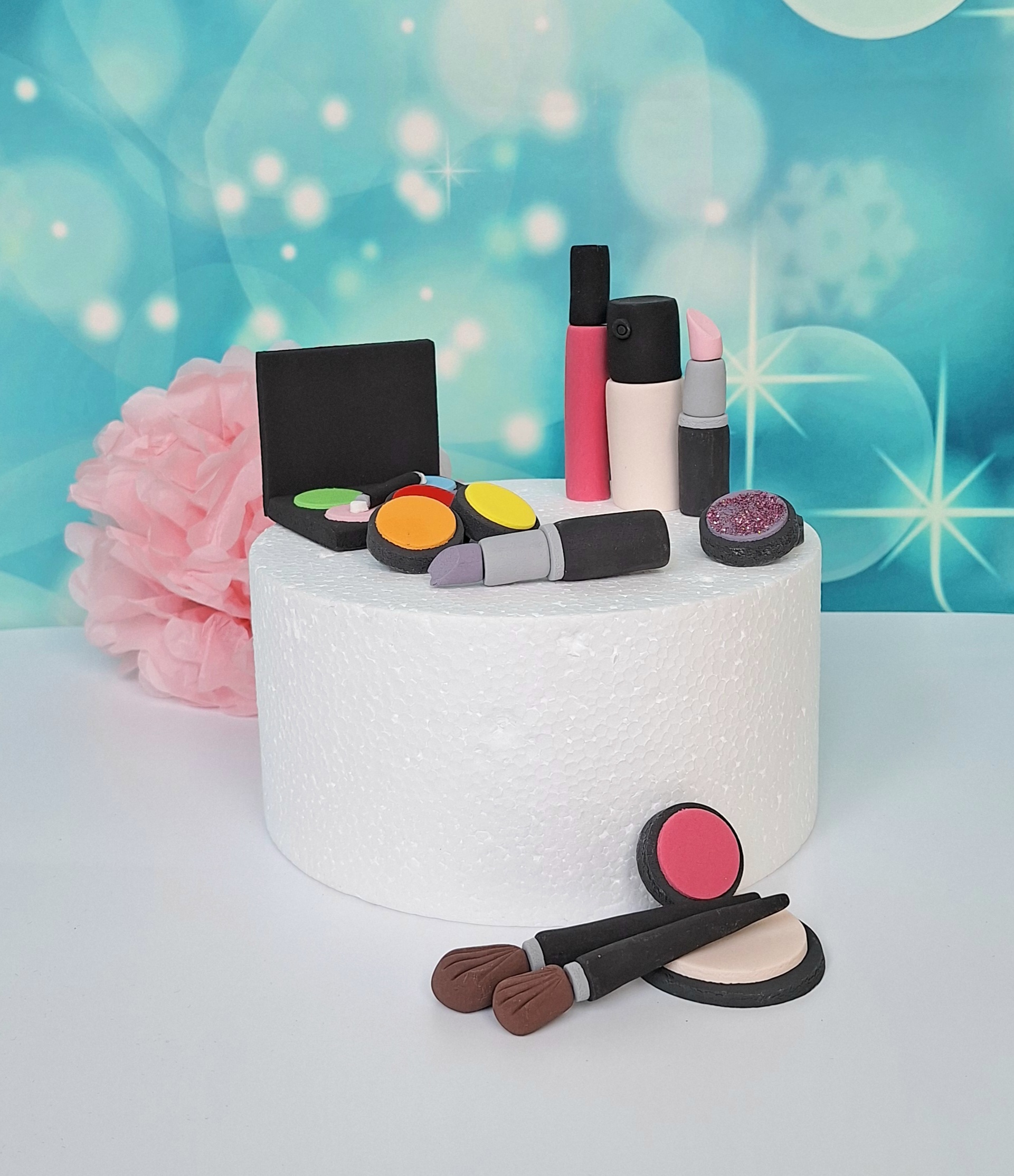 Make-up Schminkset – 14-teilig | Cake Topper aus Zuckerpaste