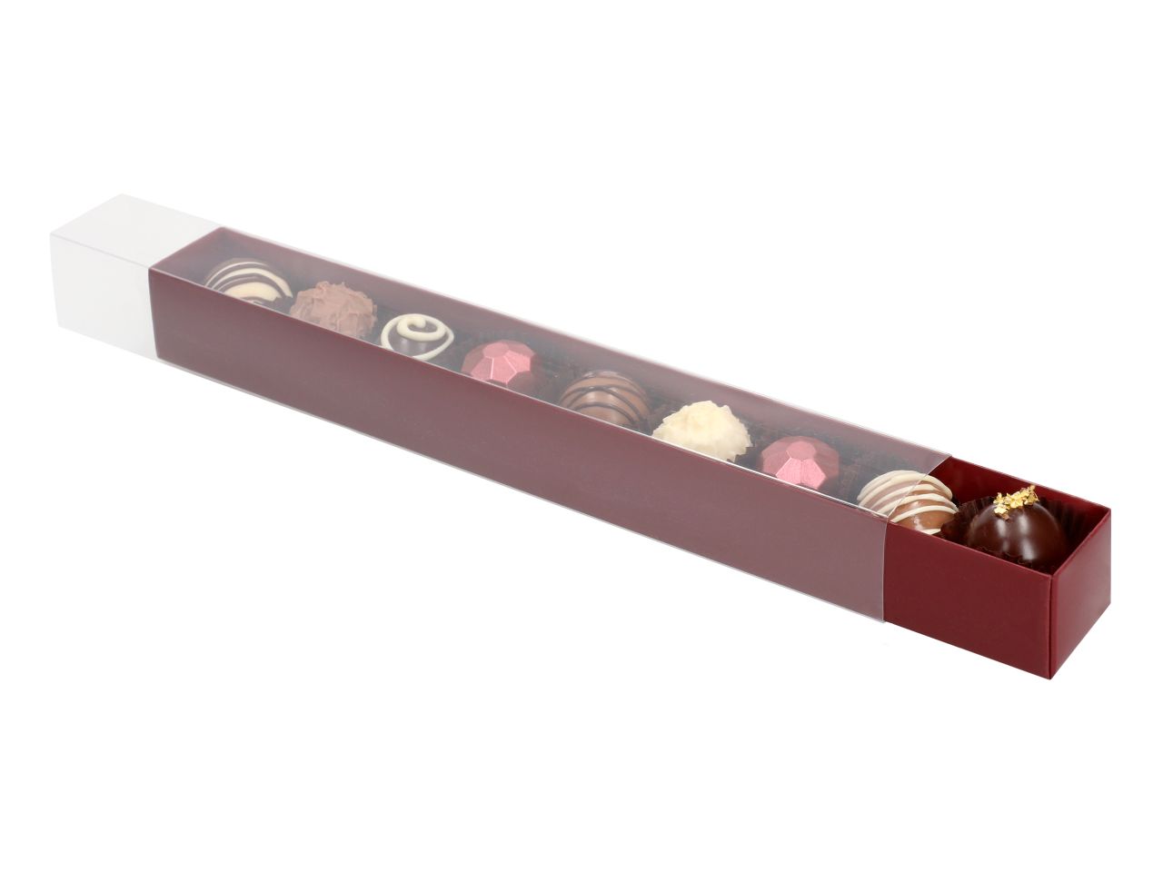 Pralinen Schachtel Trüffel-Verpackung  für 10 Trüffel mit Klarsichtdeckel