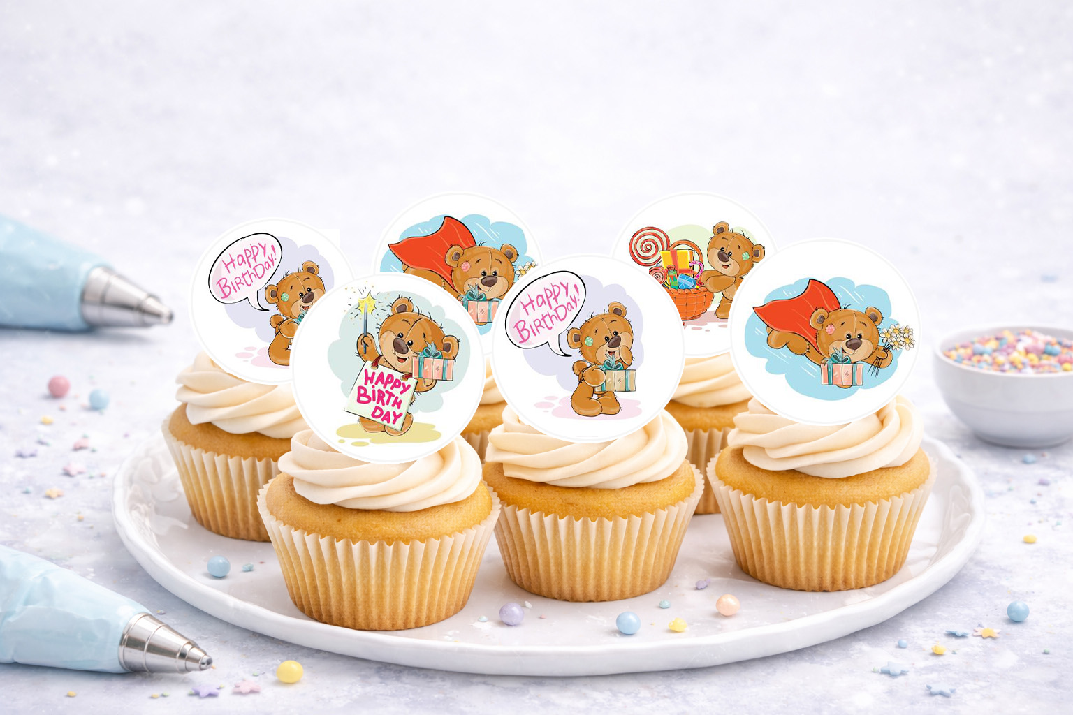 Muffinaufleger Geburtstag Teddy Bär