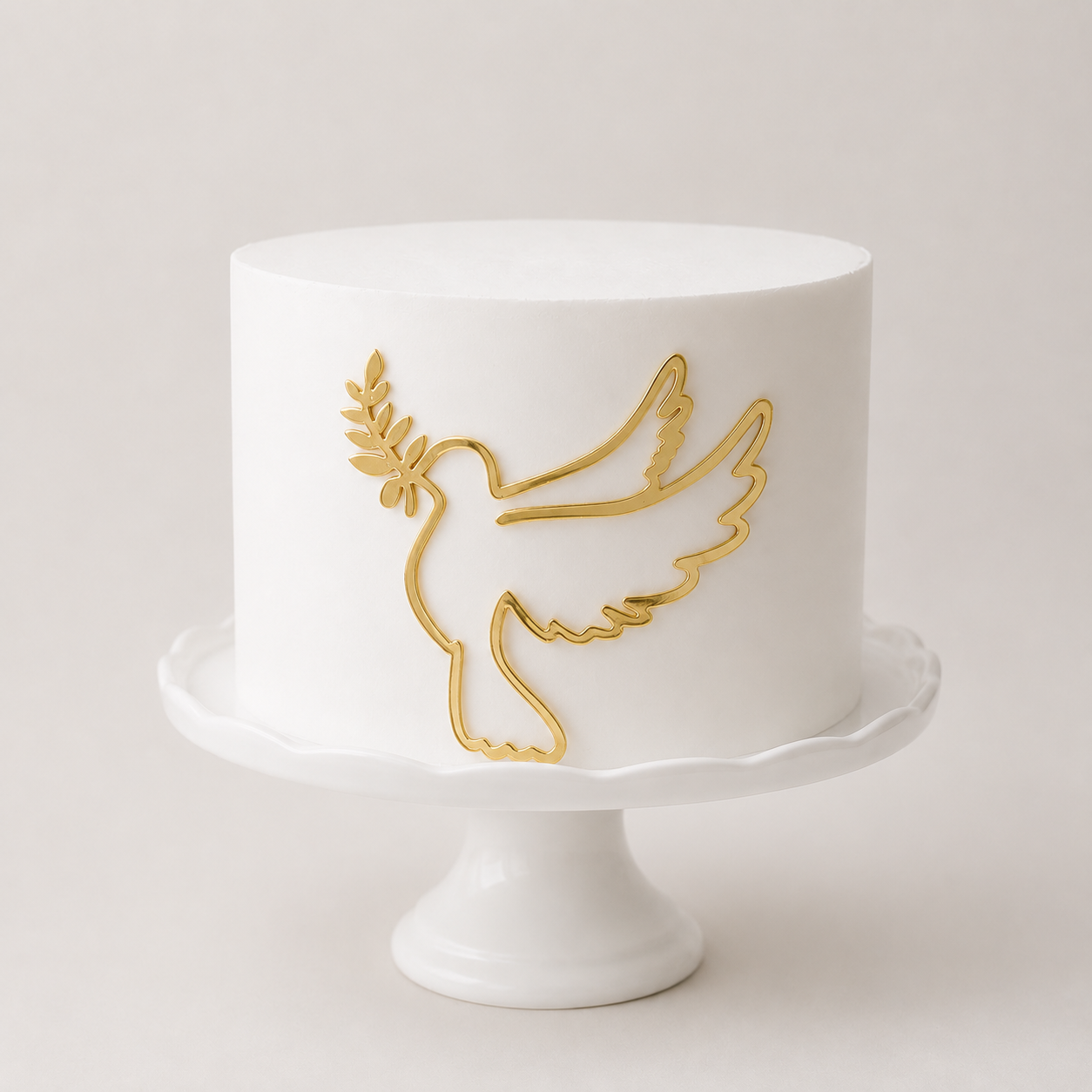 Cake Topper Taube mit Olivenzweig gold – ca. 11,5 cm