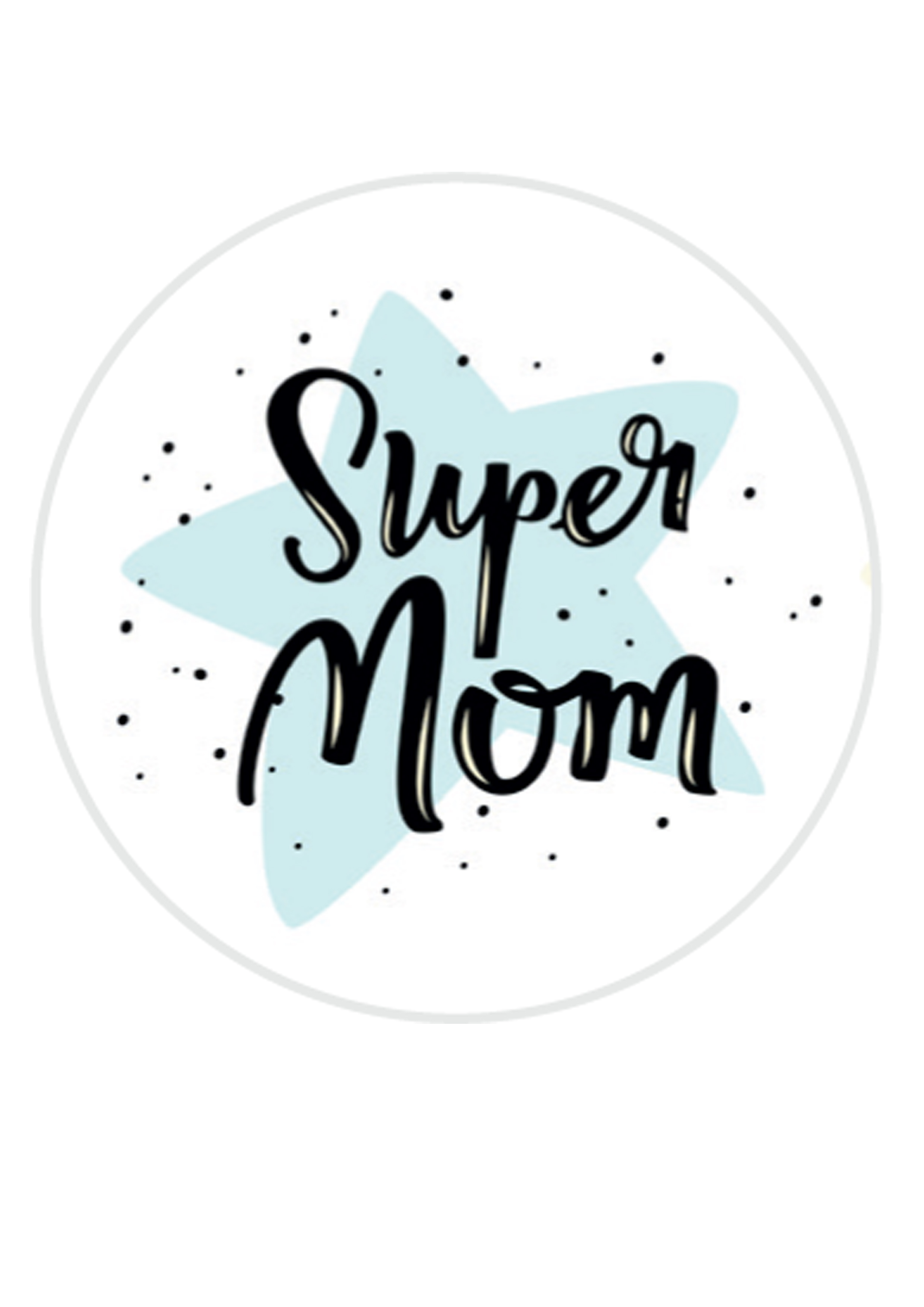 Detailansicht der essbaren Muffinaufleger „Super Mom“ auf Oblate Deluxe – sauberer Druck, ideal für Muttertag