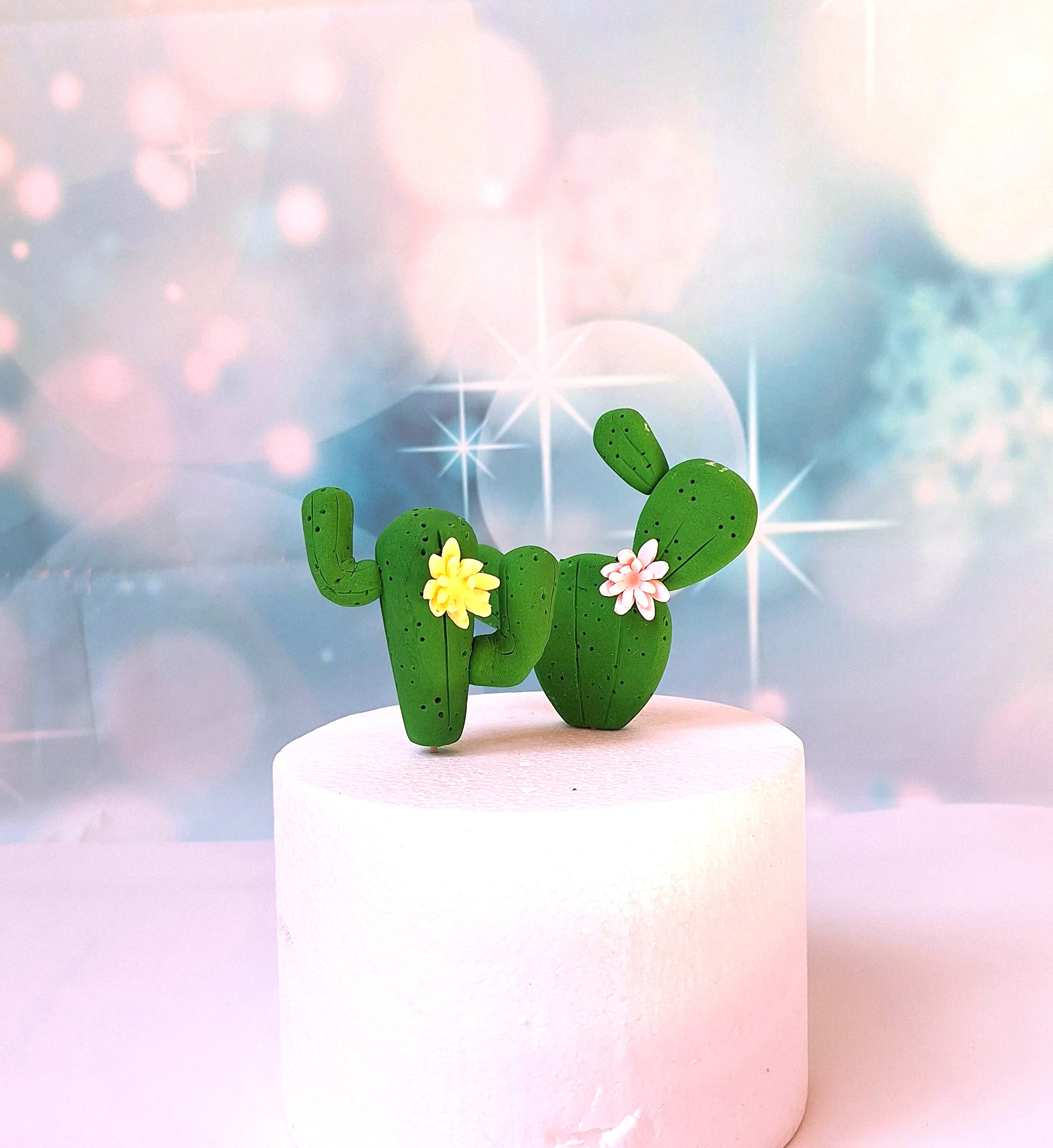 Zuckerfigur 2er Set Kaktus mit Blüte