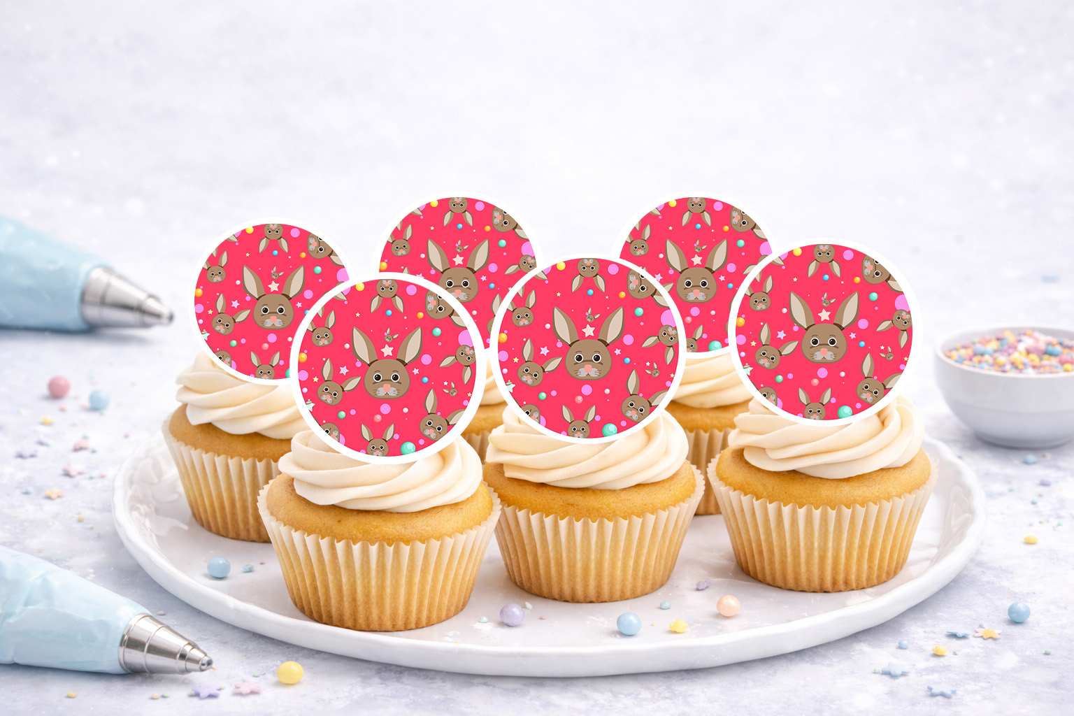 Essbare Muffinaufleger Ostern aus Oblate, 24 Aufleger zum Selbstausschneiden, Produktnummer N540