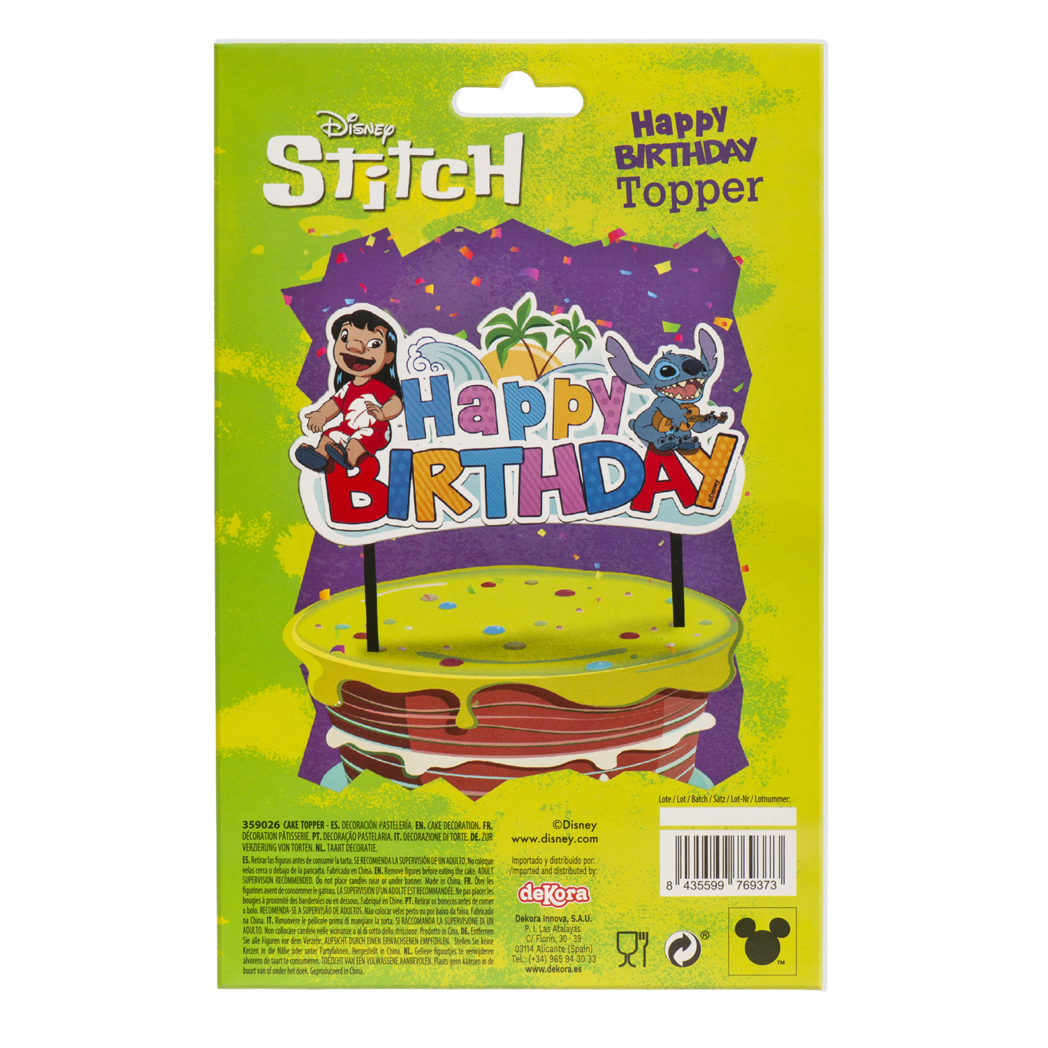 Cake Topper „Stitch“ – 17,5 cm Papier-Tortenstecker