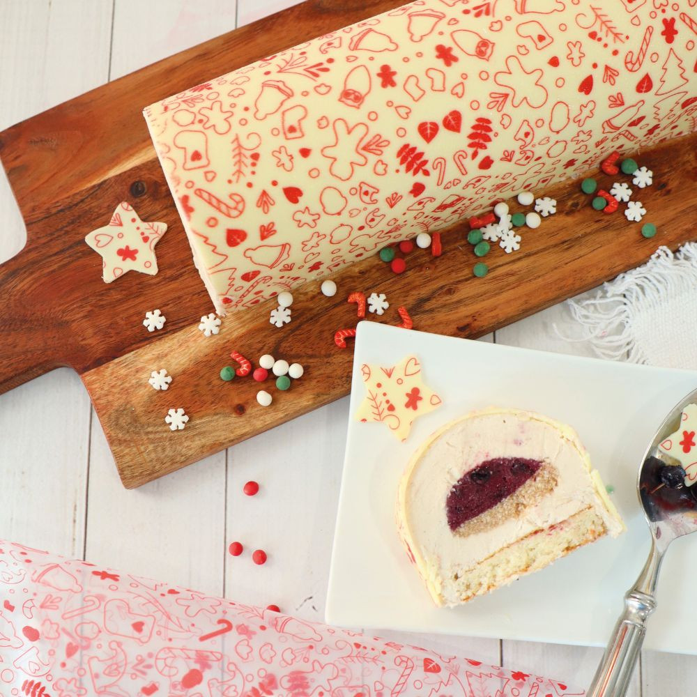 2 Transferfolien für Bûche – Motiv Weihnachten