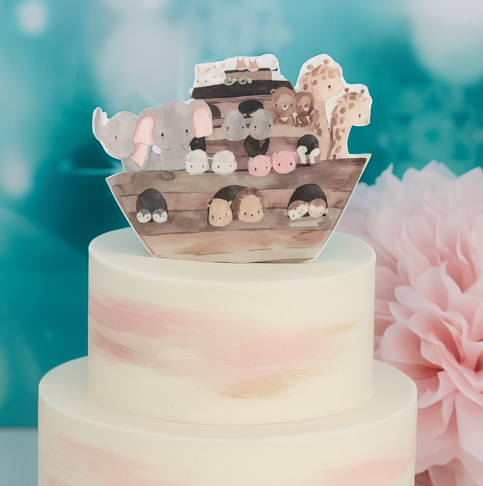 Essbarer Cake Topper Taufe Arche Noah – Tortendekoration für Taufkuchen & Babyfeier