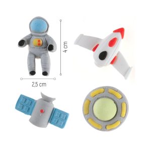 Zuckerdekoration Weltraum – Astronaut und Planeten (4-teiliges Set)