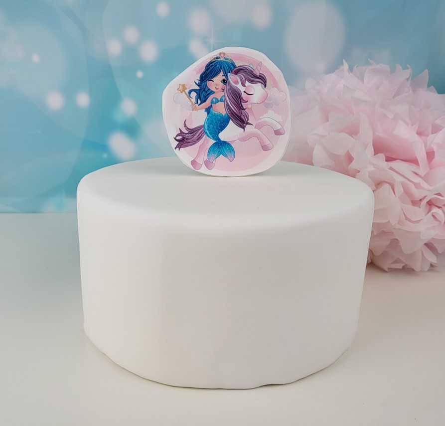 Cake Topper Meerjungfrau auf Einhorn – Fondant Tortendeko für Kindergeburtstag & Themenparty