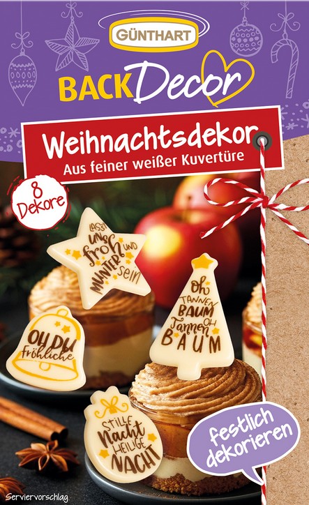 Weihnachtsdekor aus weißer Schokolade