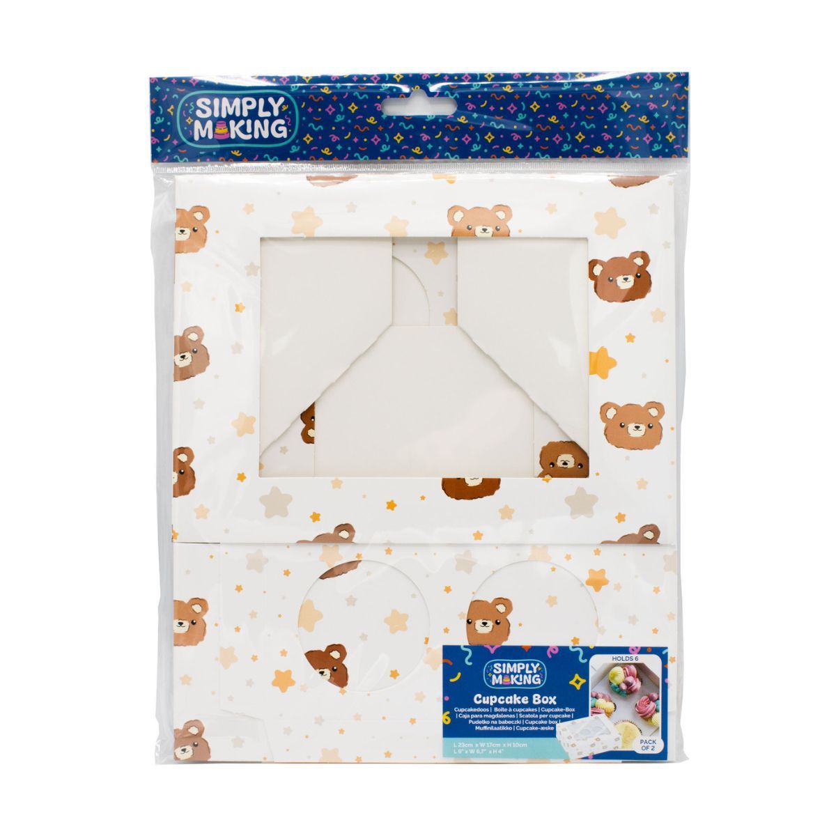 Cupcakebox Baby Bär & Sterne – 2er-Set für je 6 Cupcakes