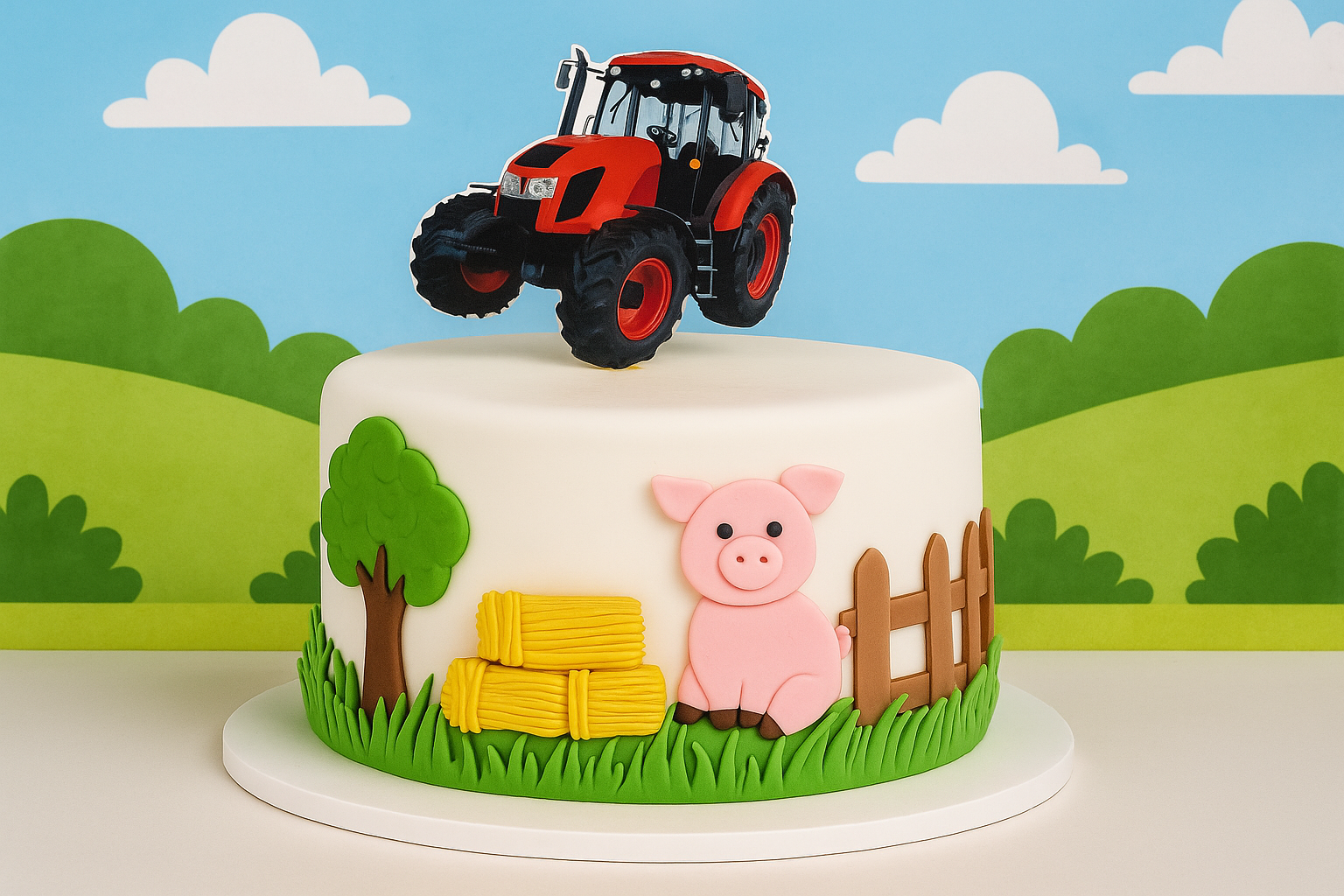 Essbarer Cake Topper Traktor rot – Roter Traktor
