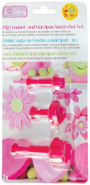 Fondant Ausstecher Blume, Herz, Kreis -Set A