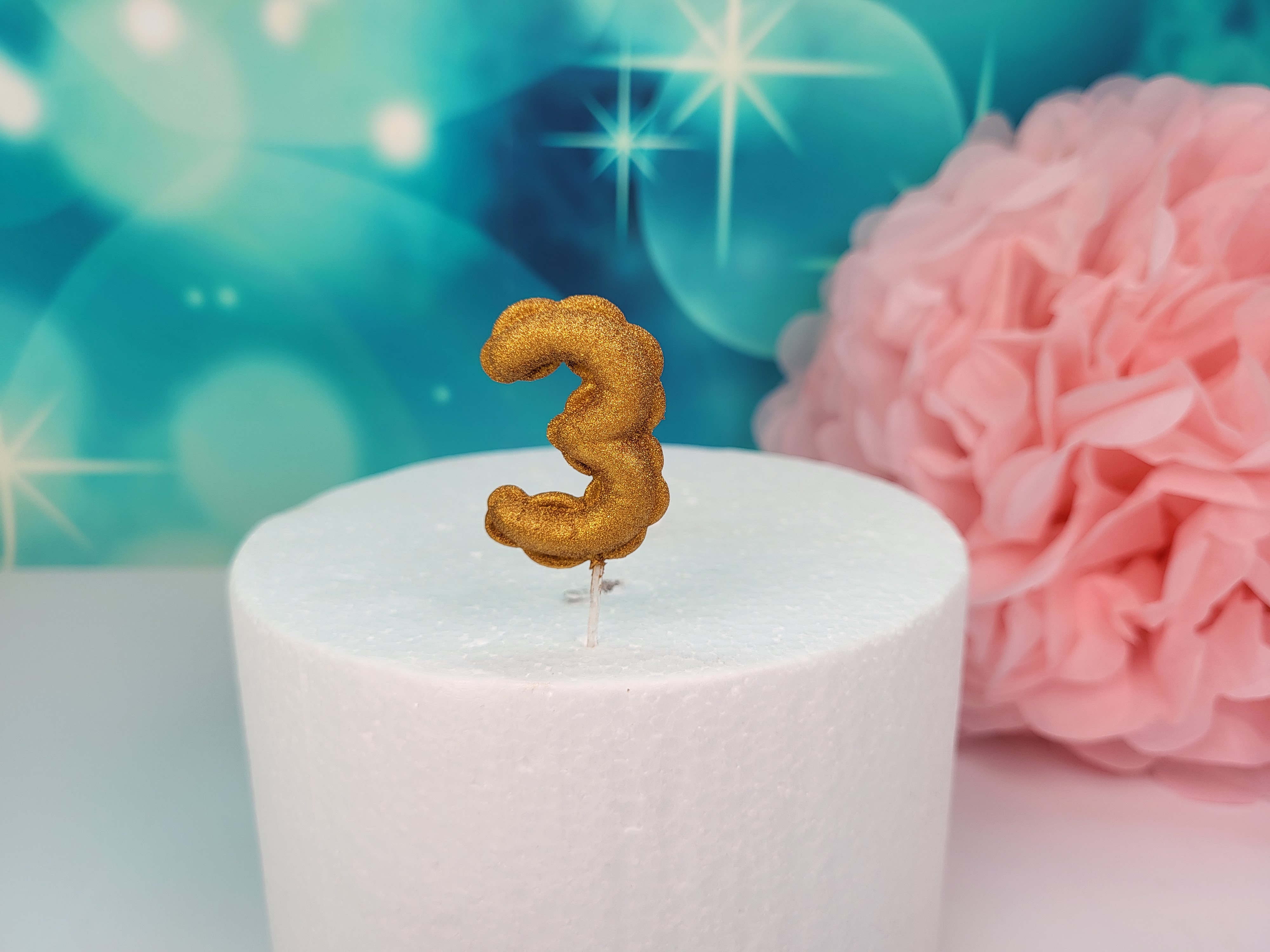 Fondant Zahl 3 - Gold