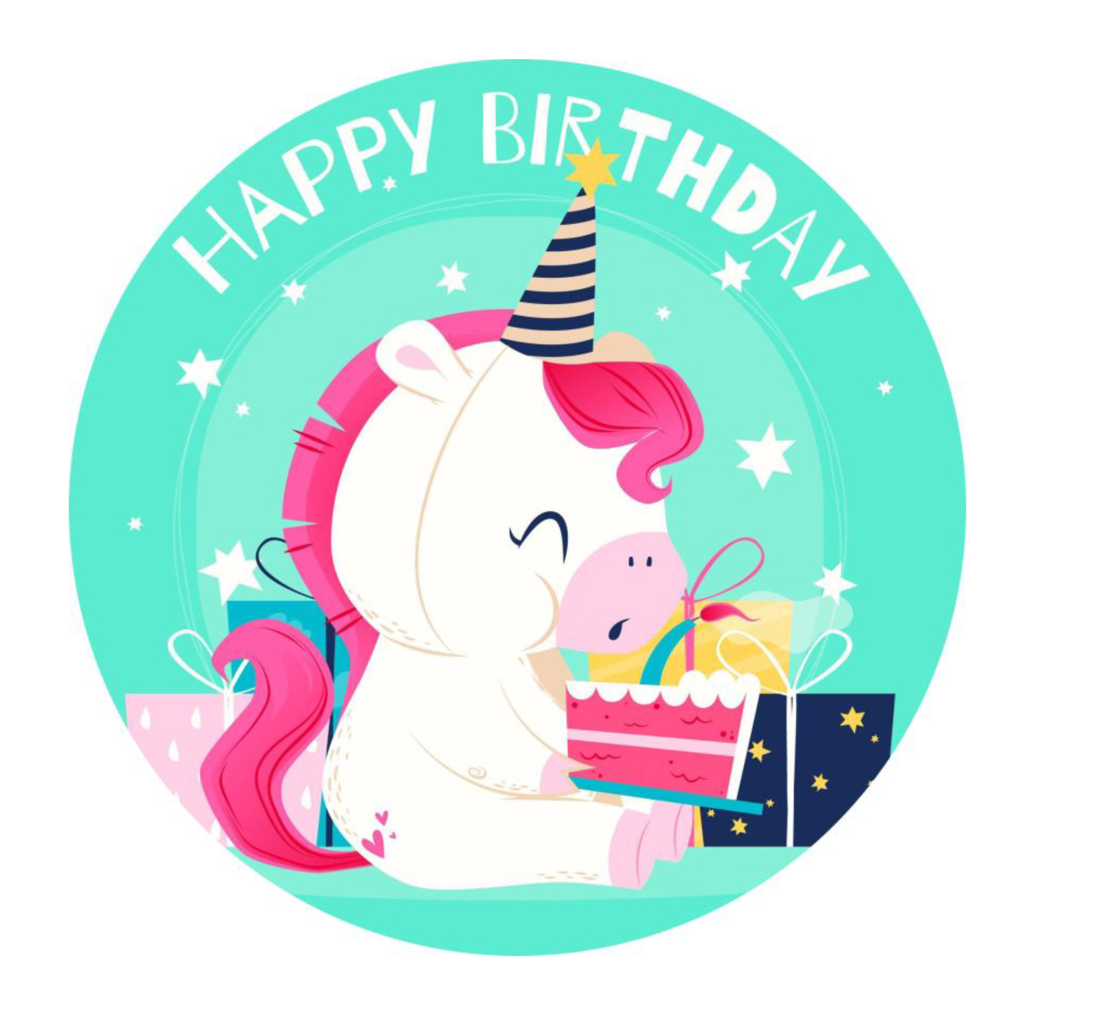 Muffinaufleger Happy Birthday Einhorn