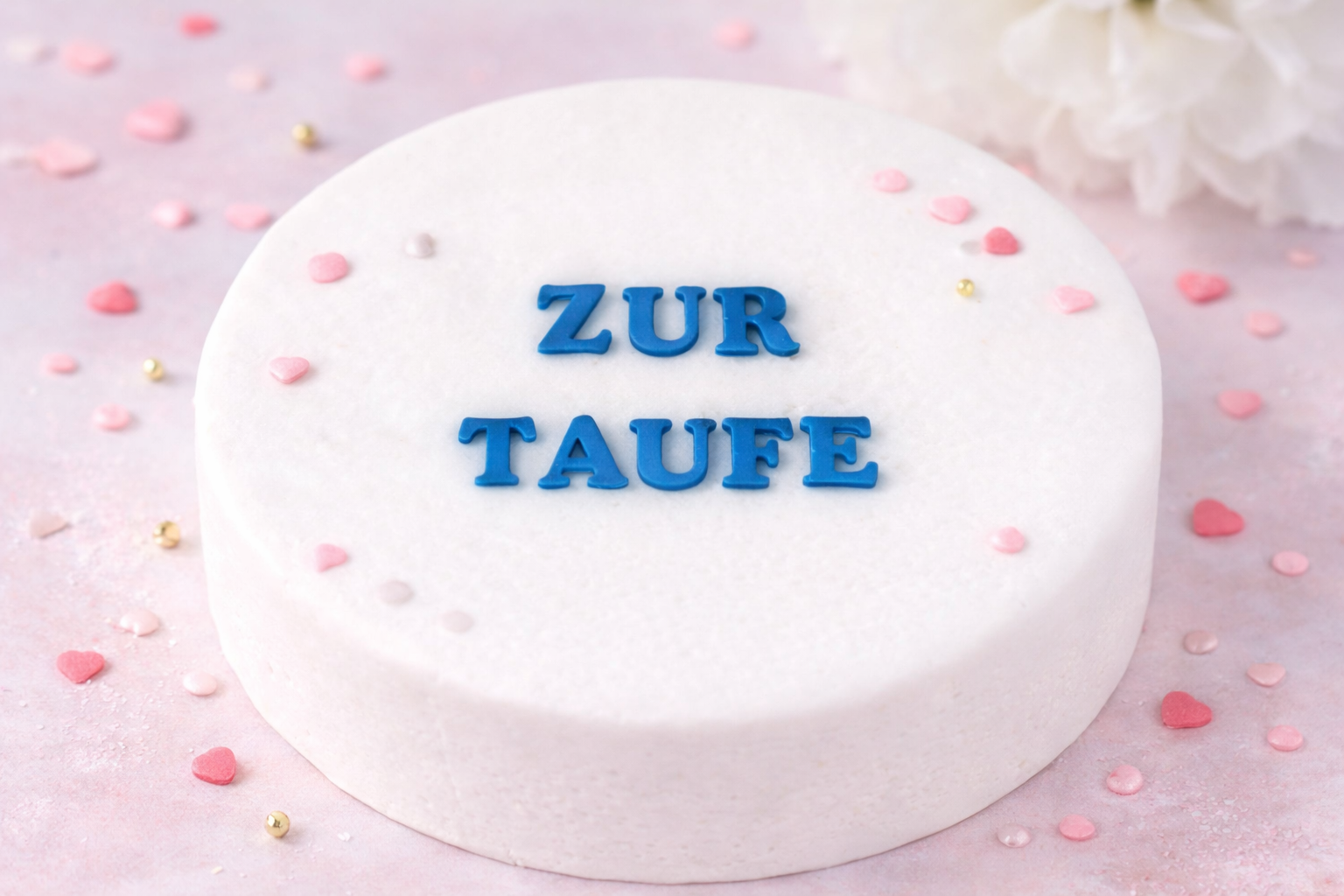 Schrift „Zur Taufe“ blau – essbare Tortendekoration