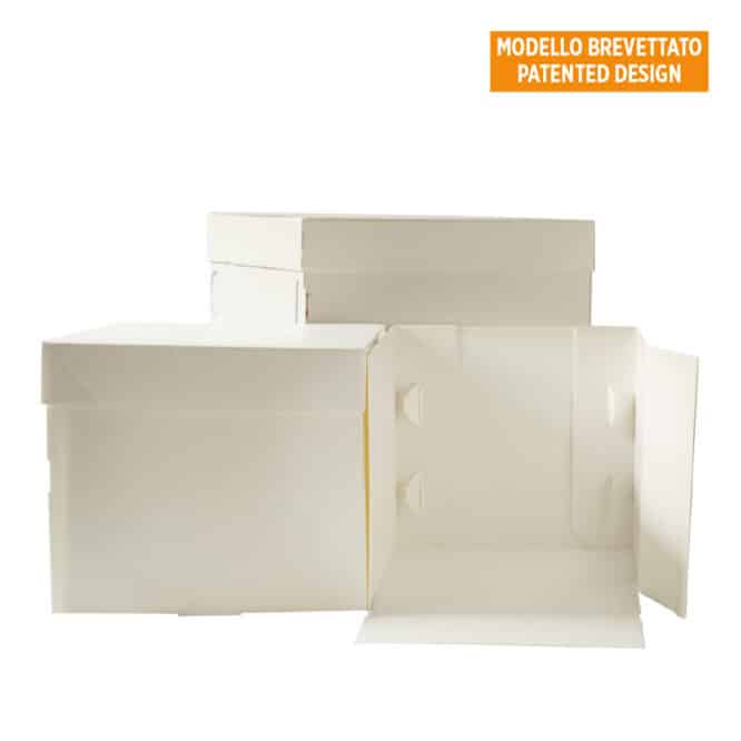 Tortenkarton Weiß 40,5 x 60,5 x 28,5 cm – Patentiertes Design