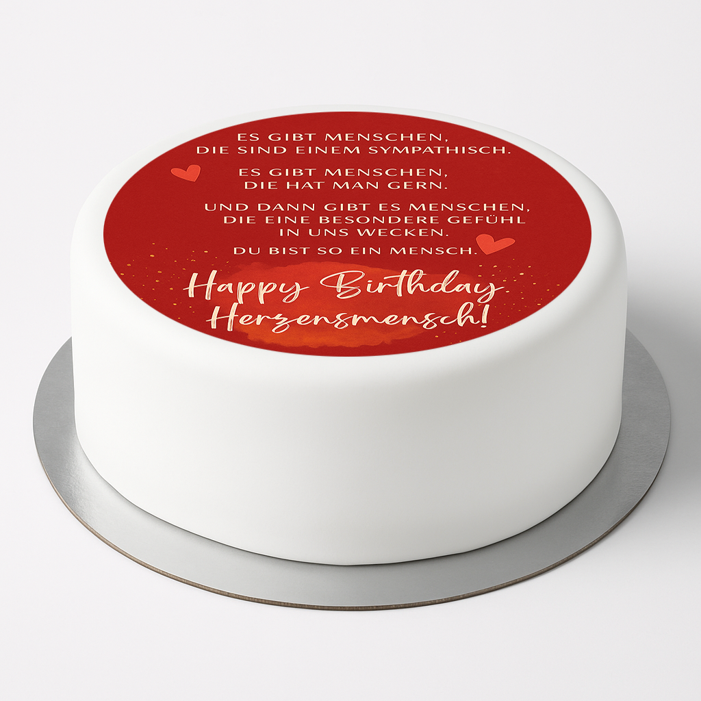 Tortenaufleger Happy Birthday Herzensmensch