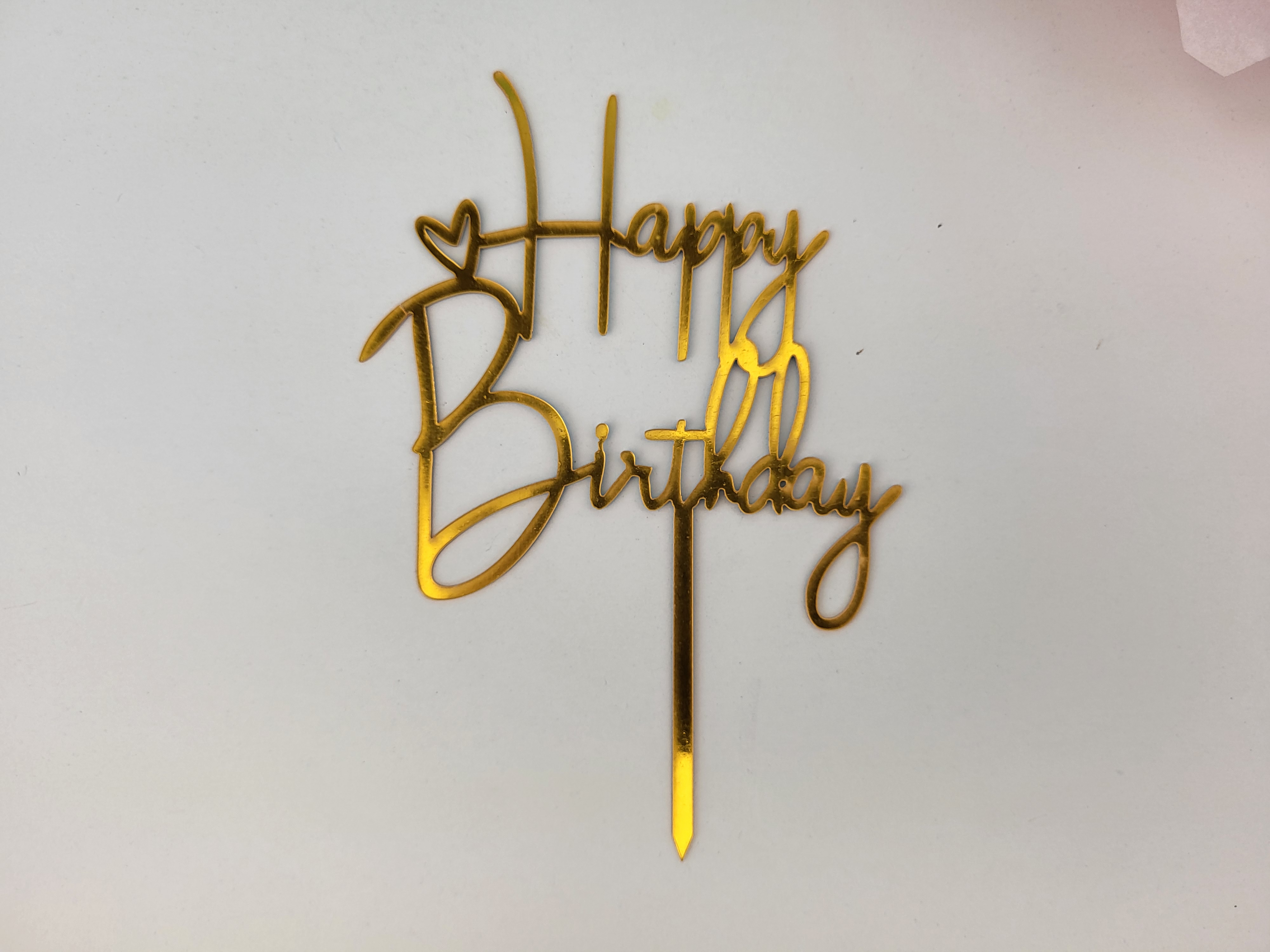 Cake Topper Happy Birthday gold T2