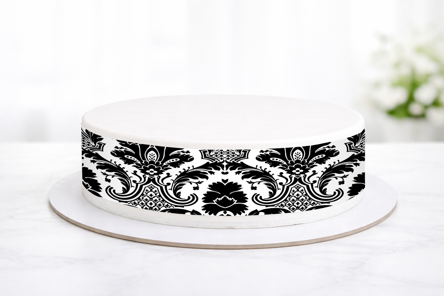 Tortenband schwarze Blumen