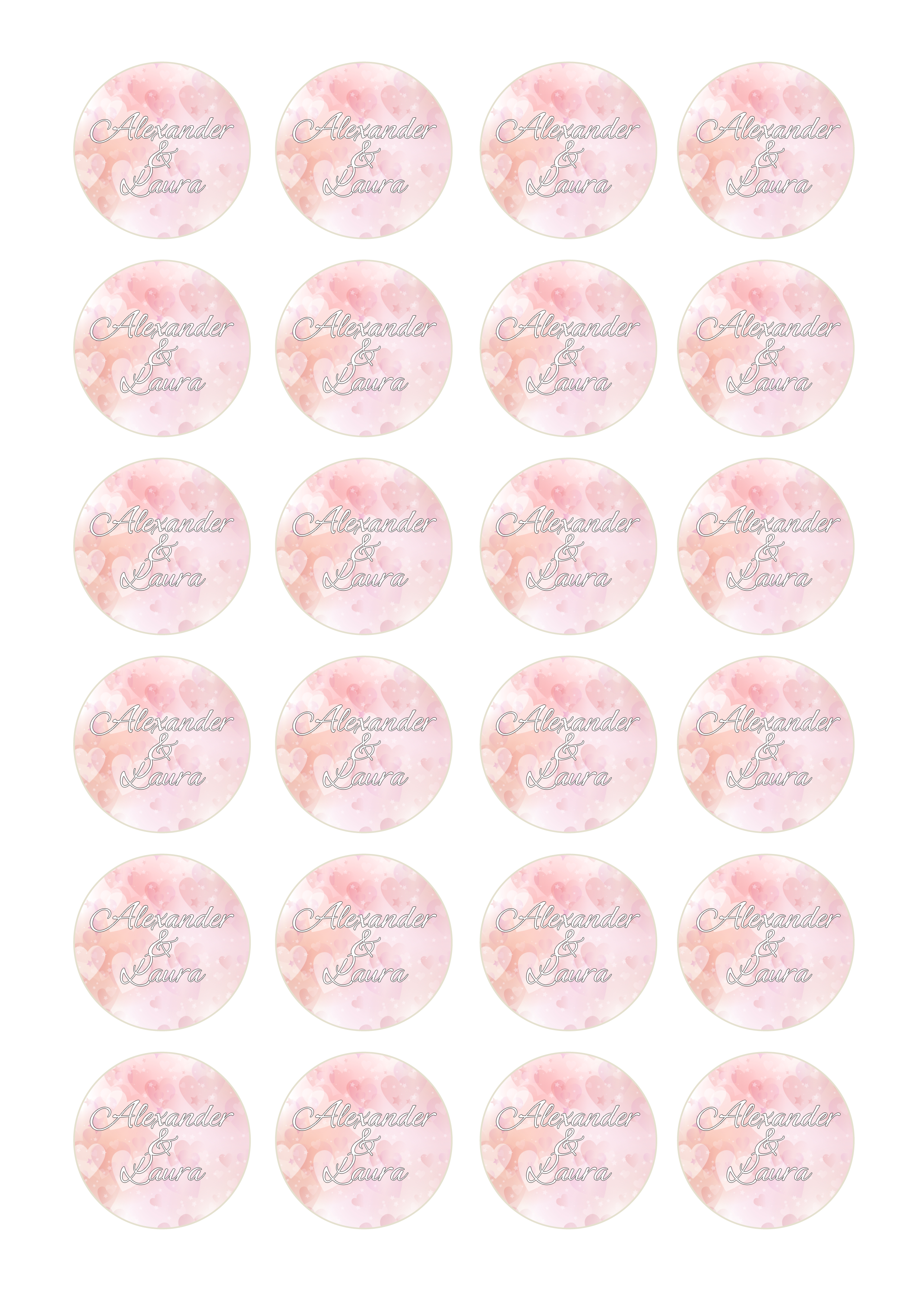 Personalisierte Muffinaufleger mit Wunschnamen, essbare Oblate, A4-Bogen mit 24 Designs, R821