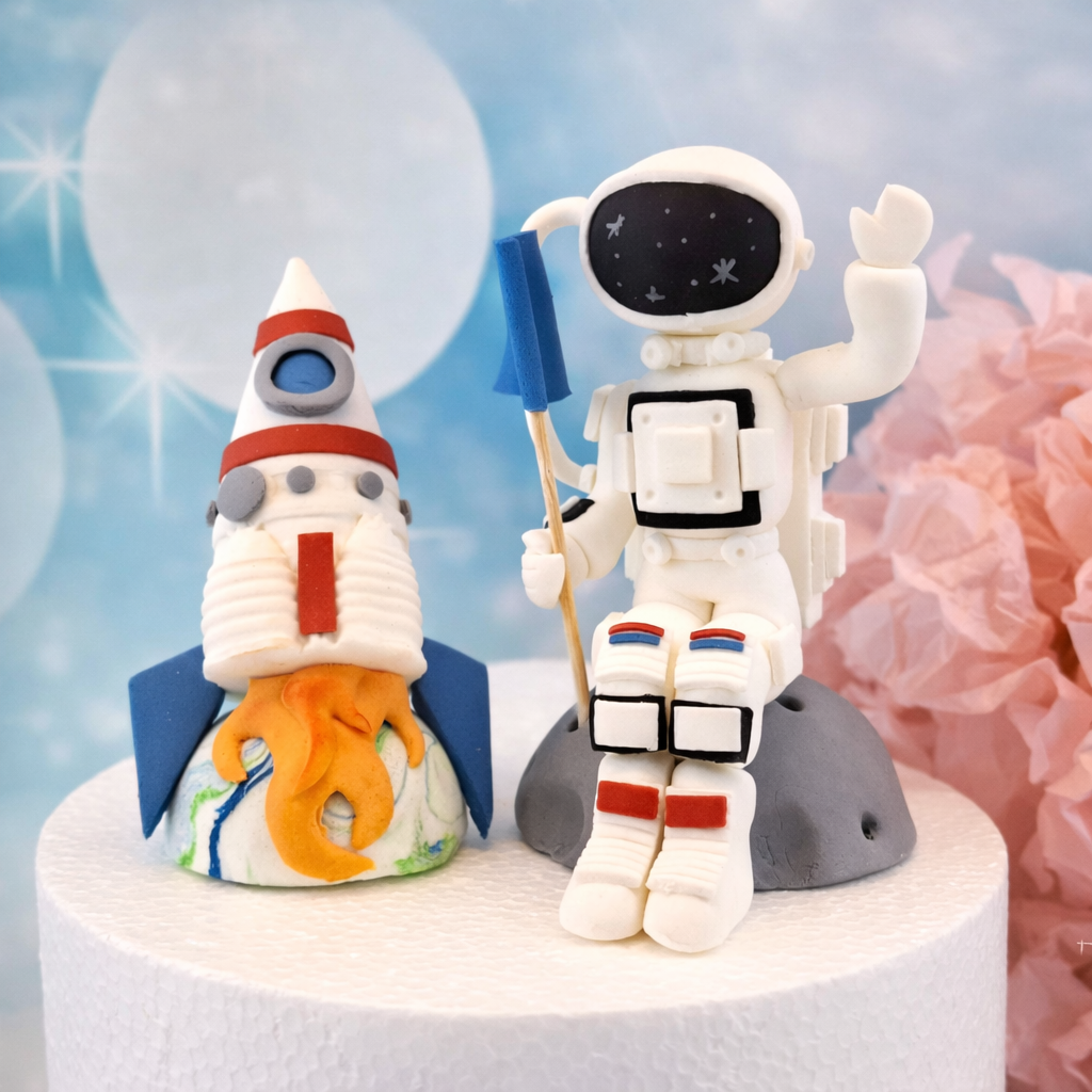Tortenfigur Tortentopper Set „Astronaut & Rakete“