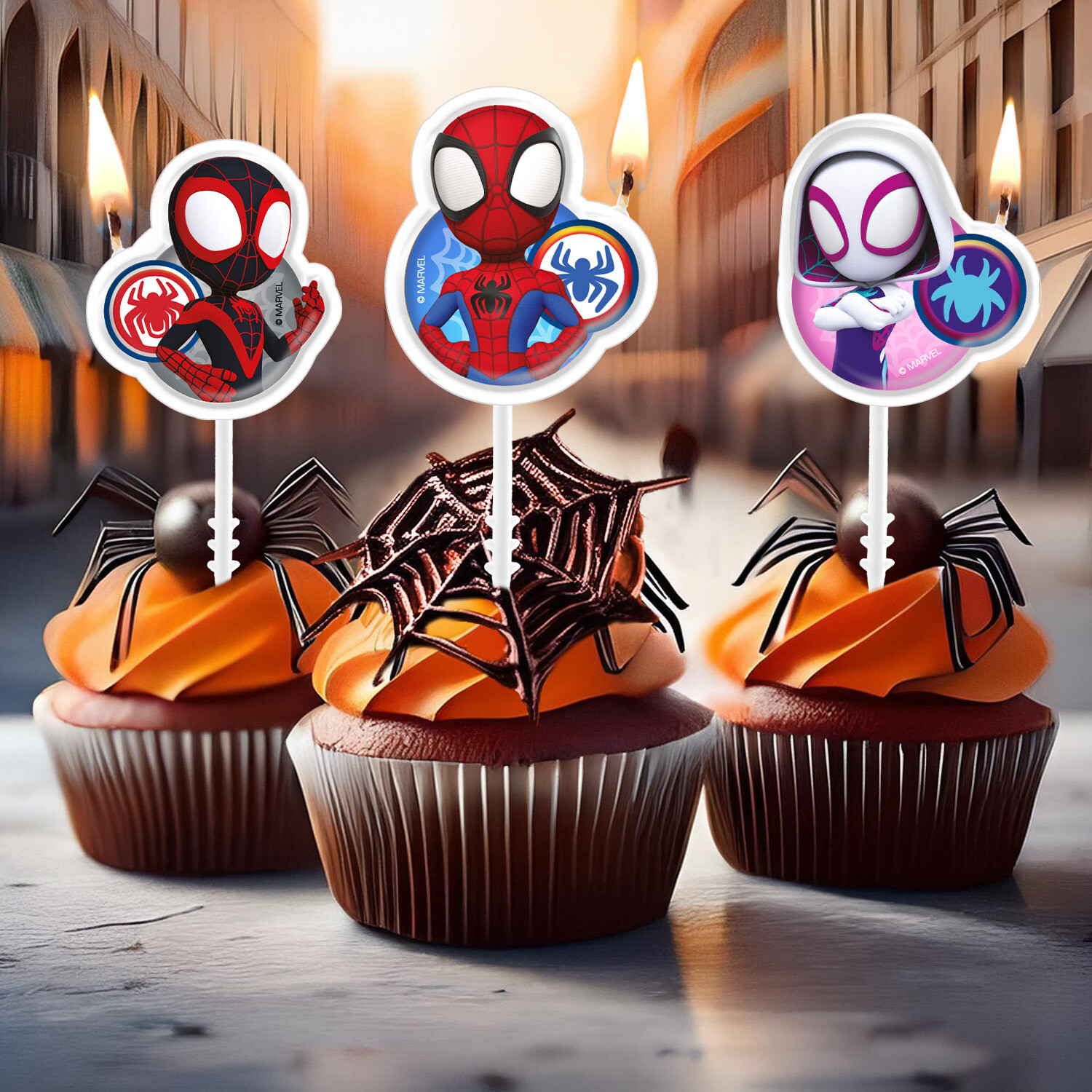 Geburtstagskerzen Spider-Man – 4 Stück Marvel Tortendeko