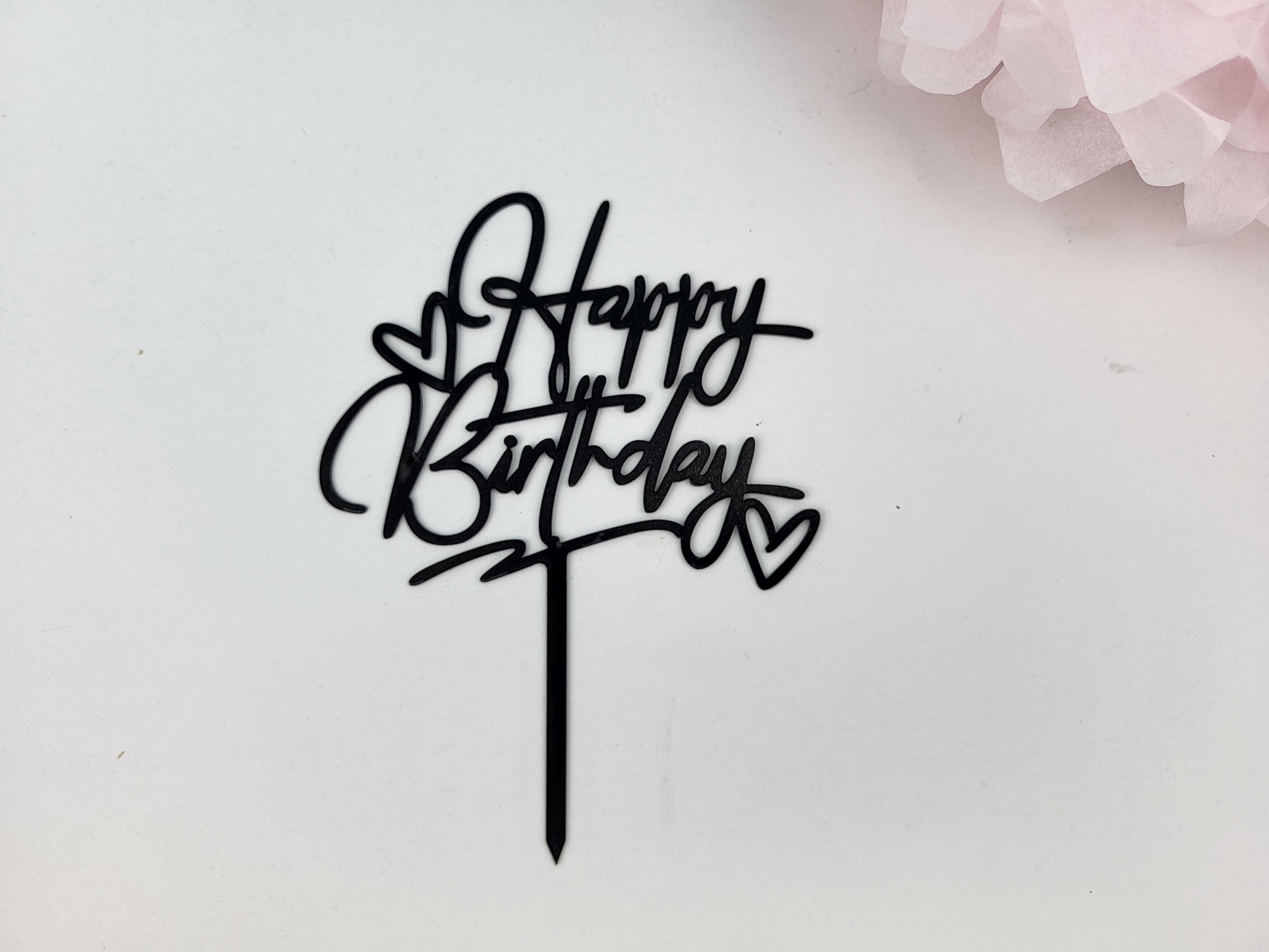 Cake Topper Happy Birthday schwarz