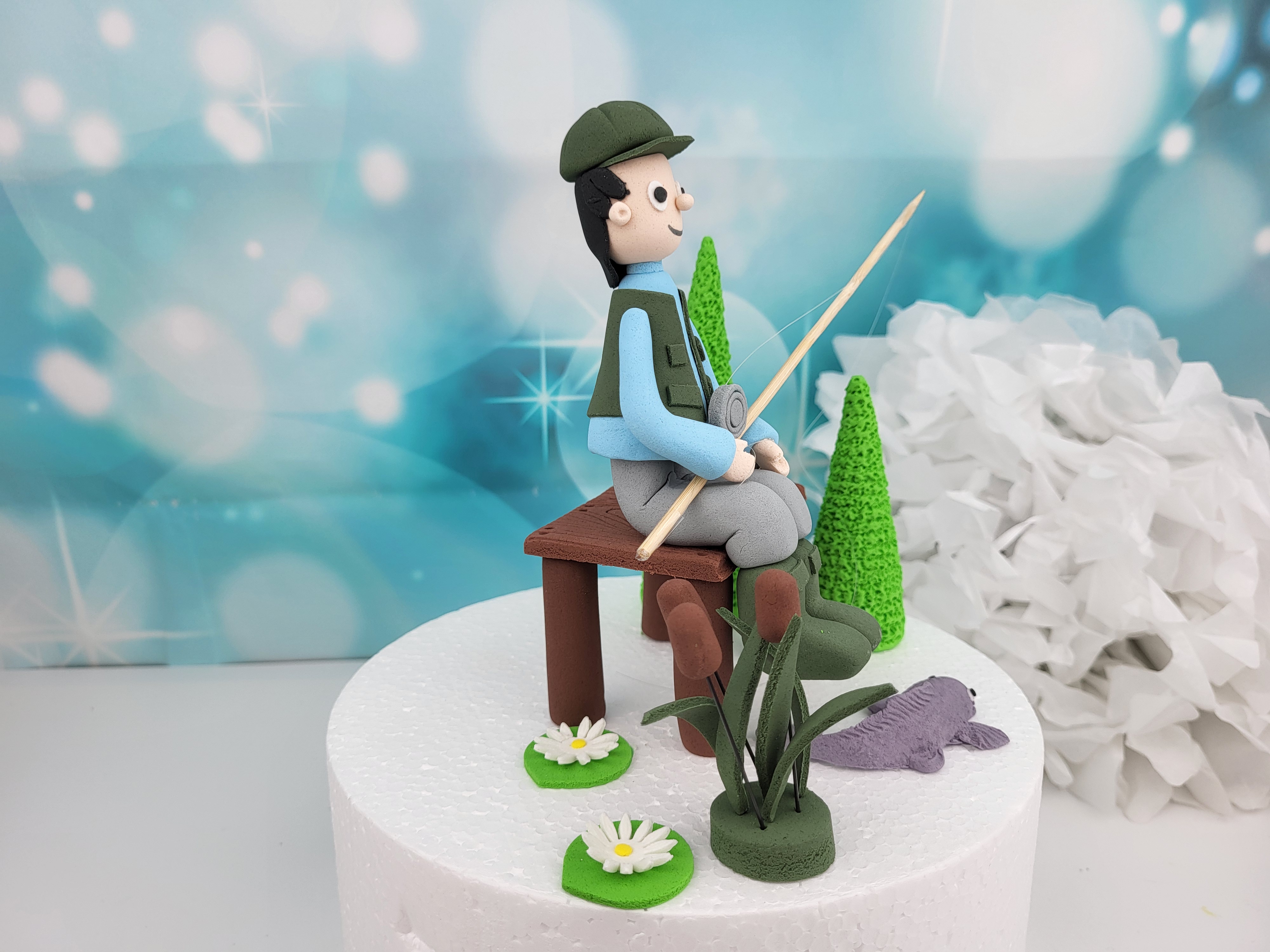 Zuckerfigurenset Angler/Fischer handgemacht