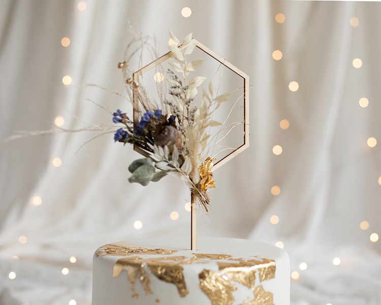 Cake Topper Sechseck Holz