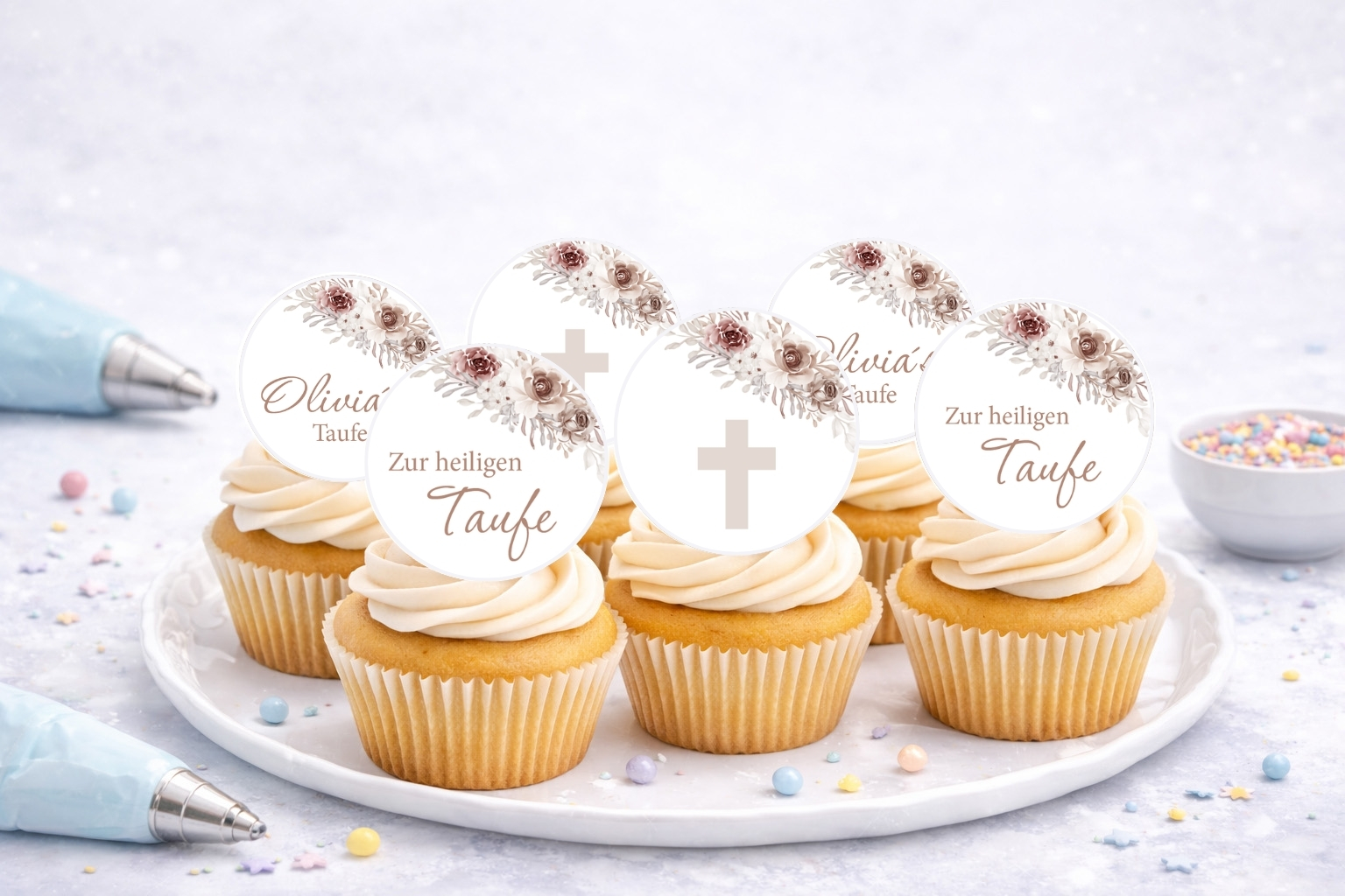 Muffinaufleger Taufe personalisiert