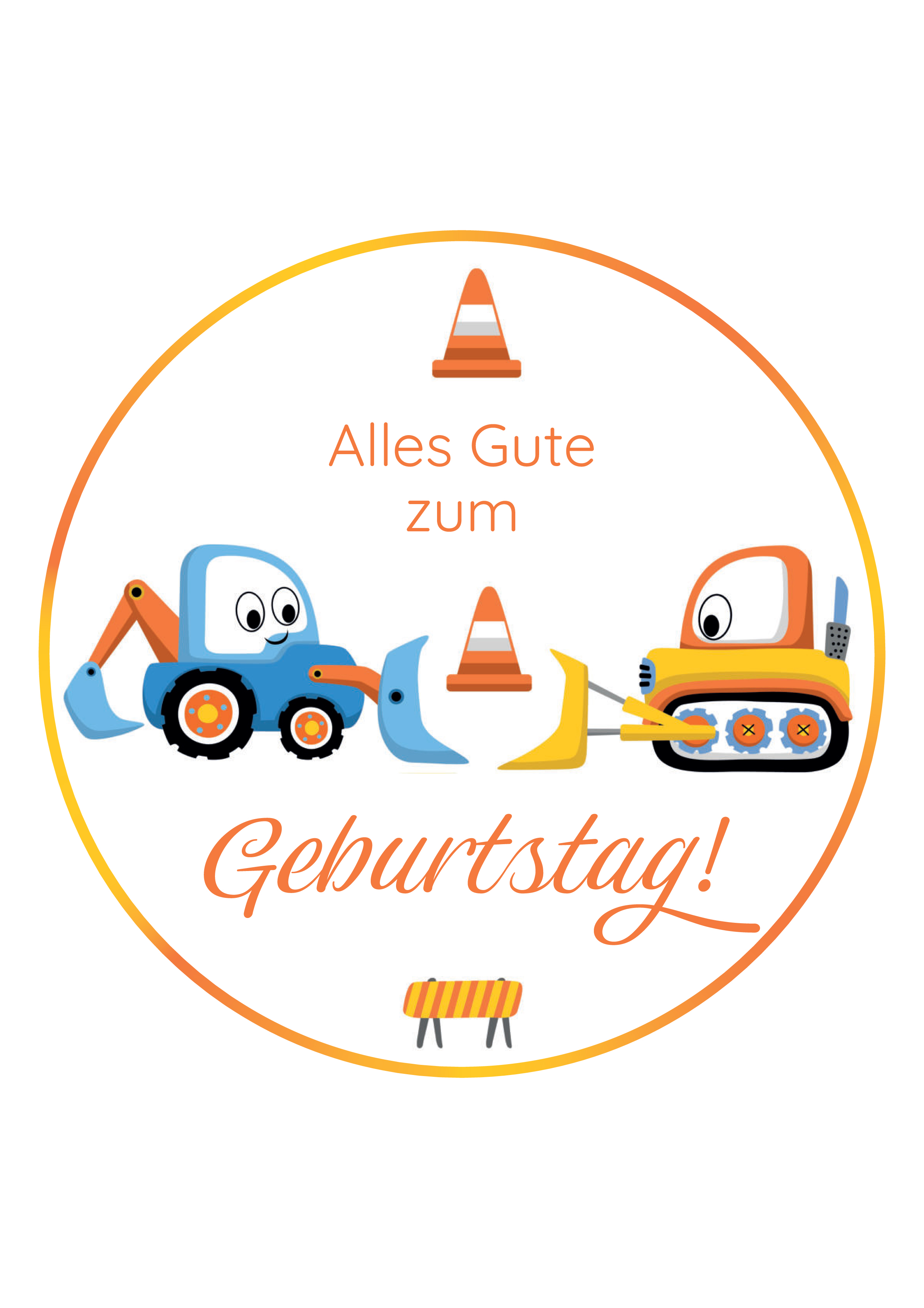 Tortenaufleger Baumaschinen