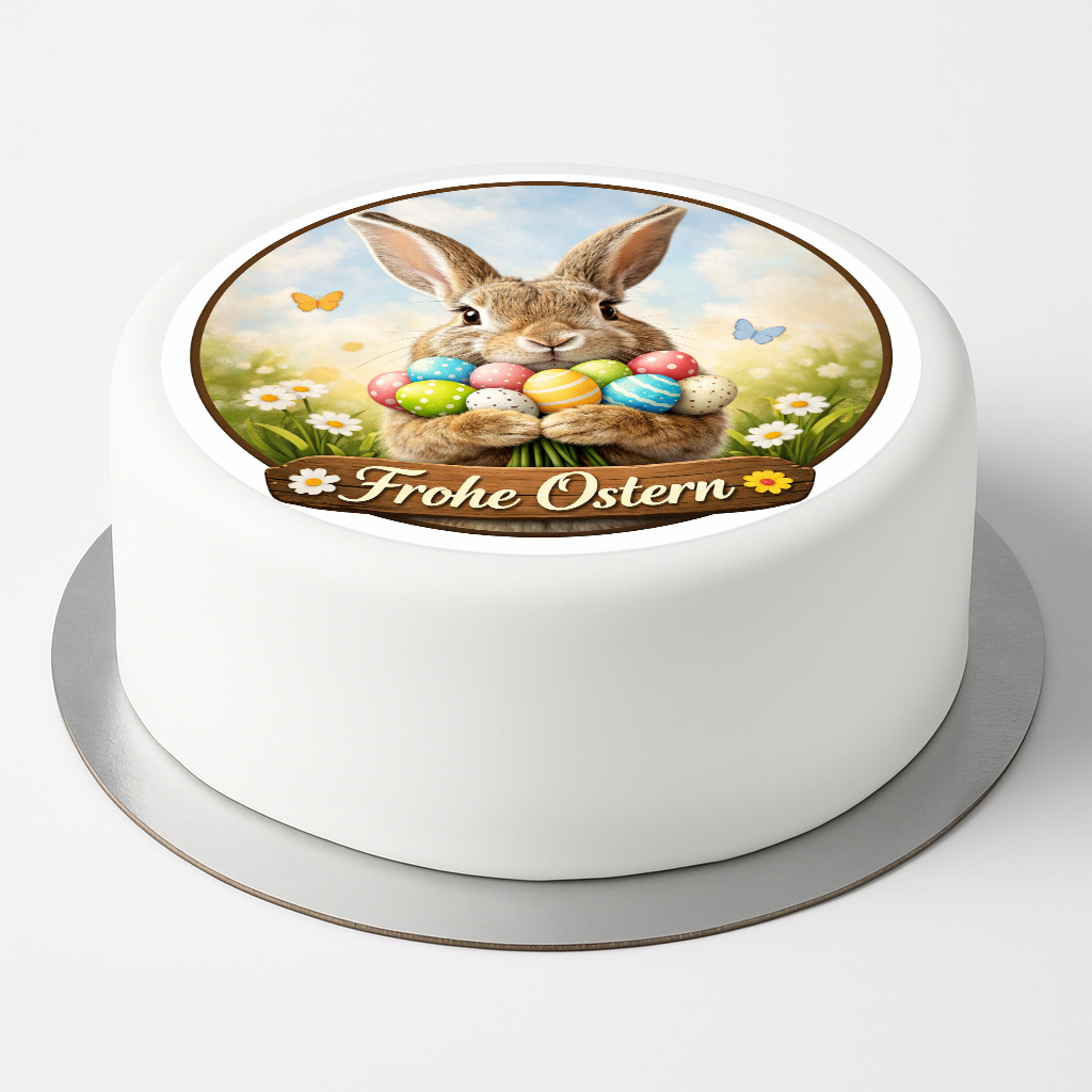 Tortenaufleger „Frohe Ostern“ mit Hase