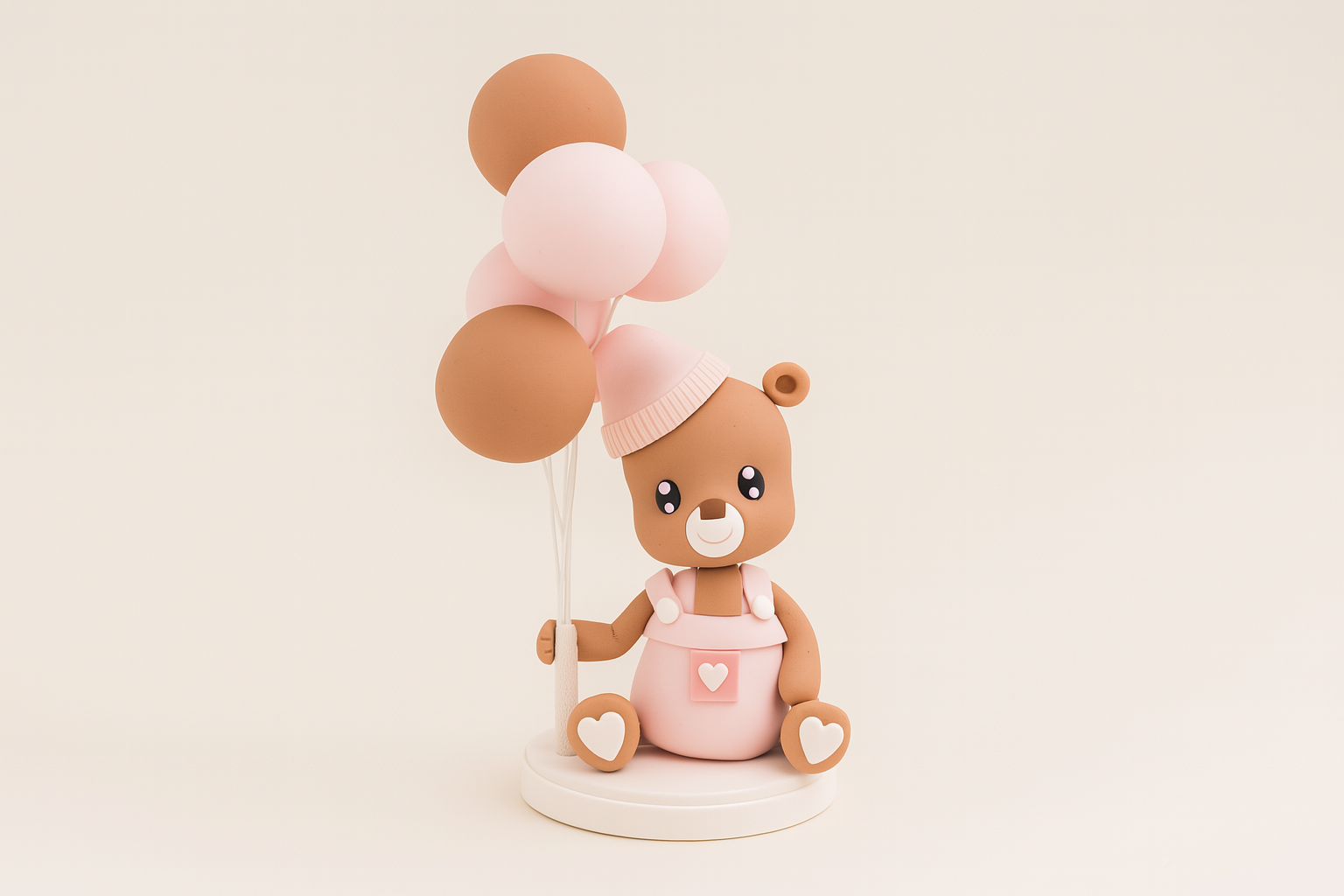 Tortenfigur „Teddybär mit Ballons“ – Handgefertigte Tortendeko (ca. 16 cm)
