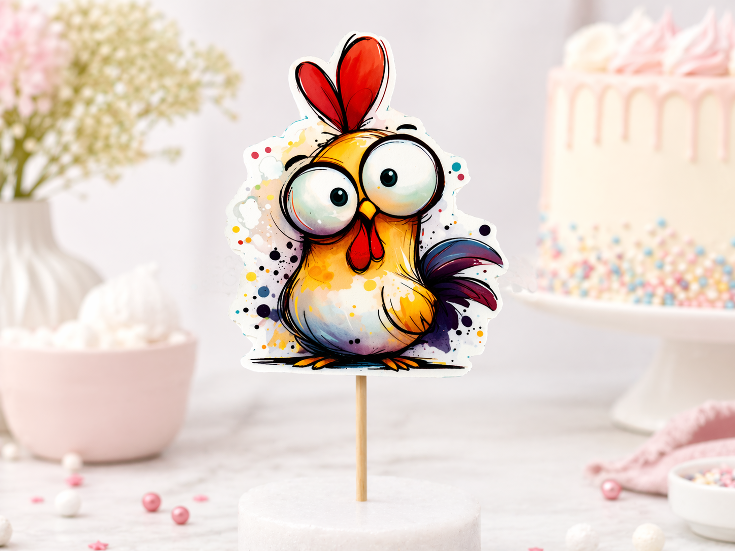 Essbarer Caketopper Huhn aus Fondant – ca. 10 cm Tortendeko