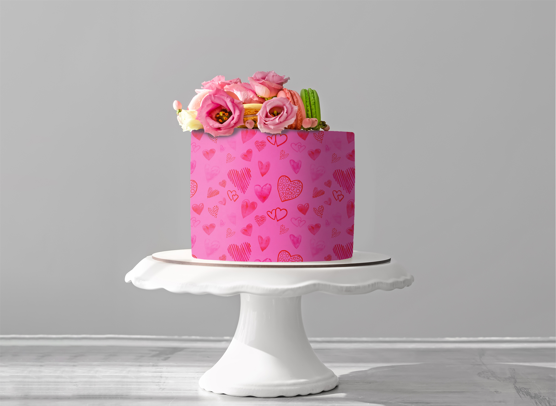 Deko Fondant rosa Herzen