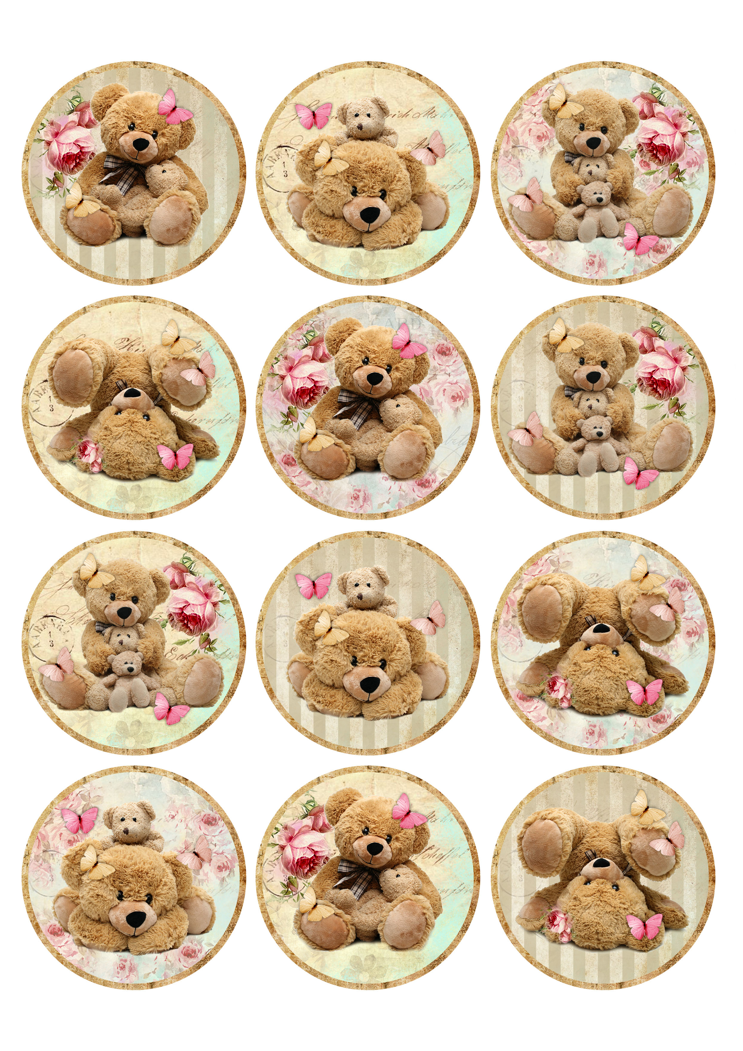 Muffin Deko mit Teddy-Motiv aus Oblate Deluxe – schnell dekoriert, einfach auflegen (R520)