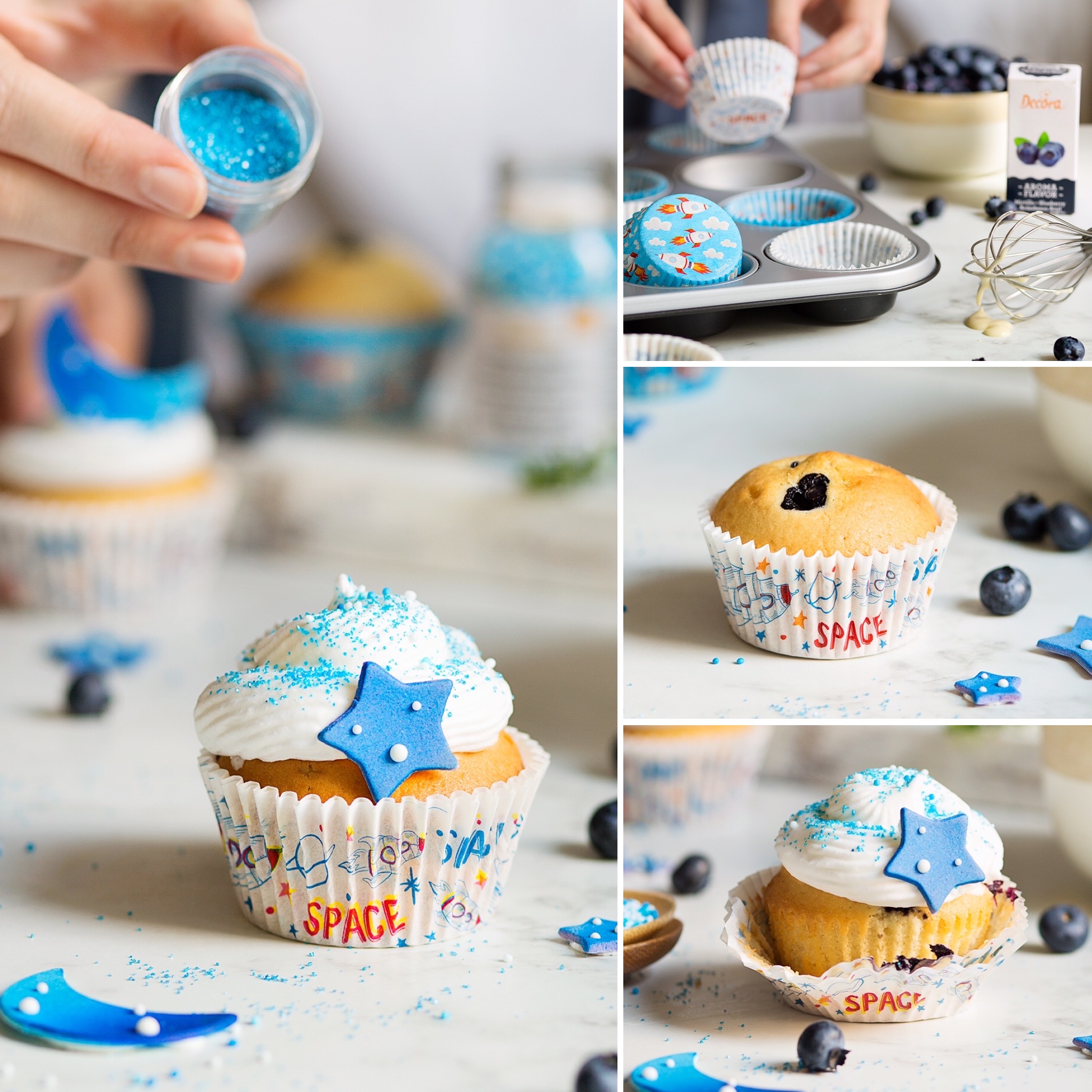 Muffinförmchen Cupcakeförmchen Weltraum / Rakete