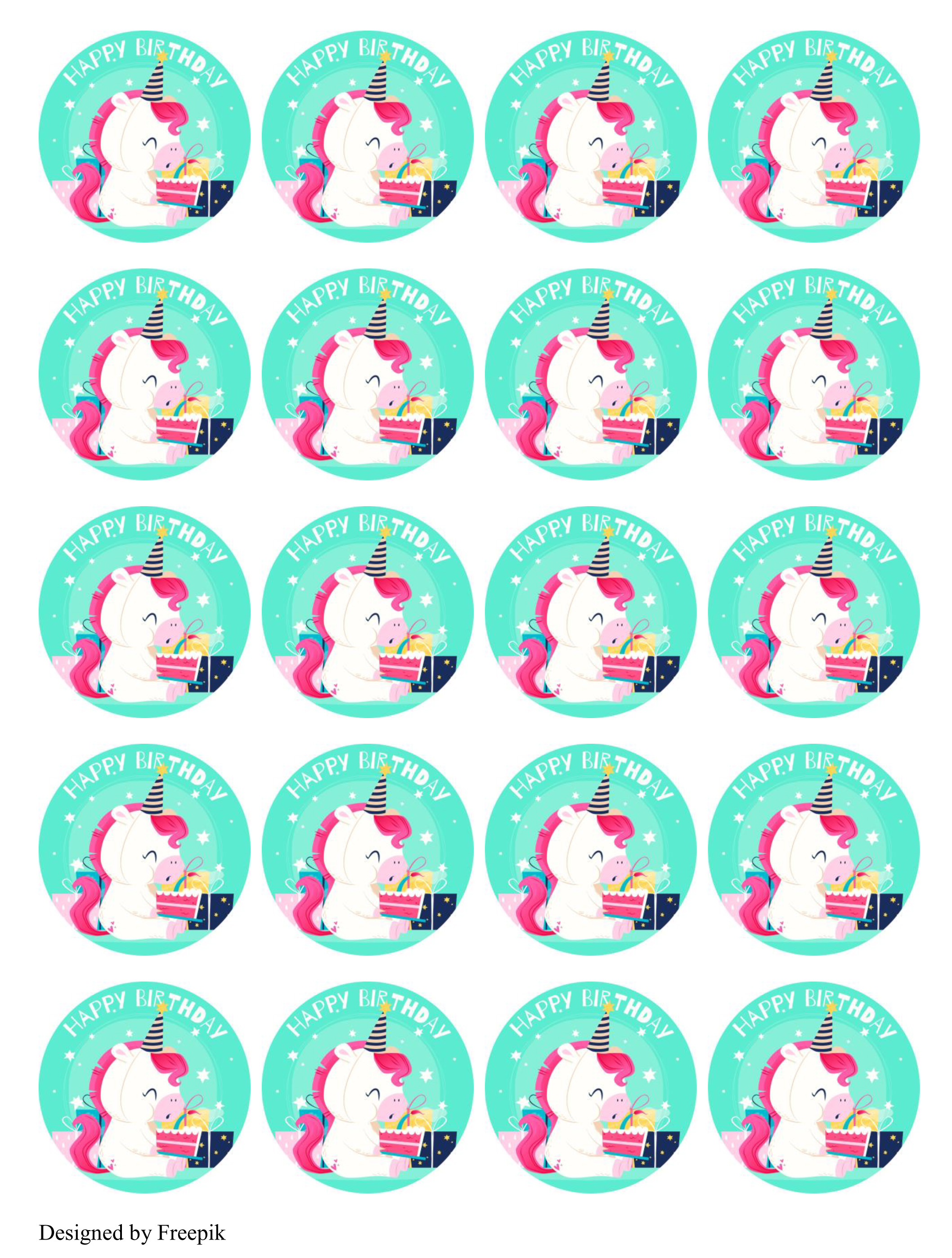 Muffinaufleger Happy Birthday Einhorn