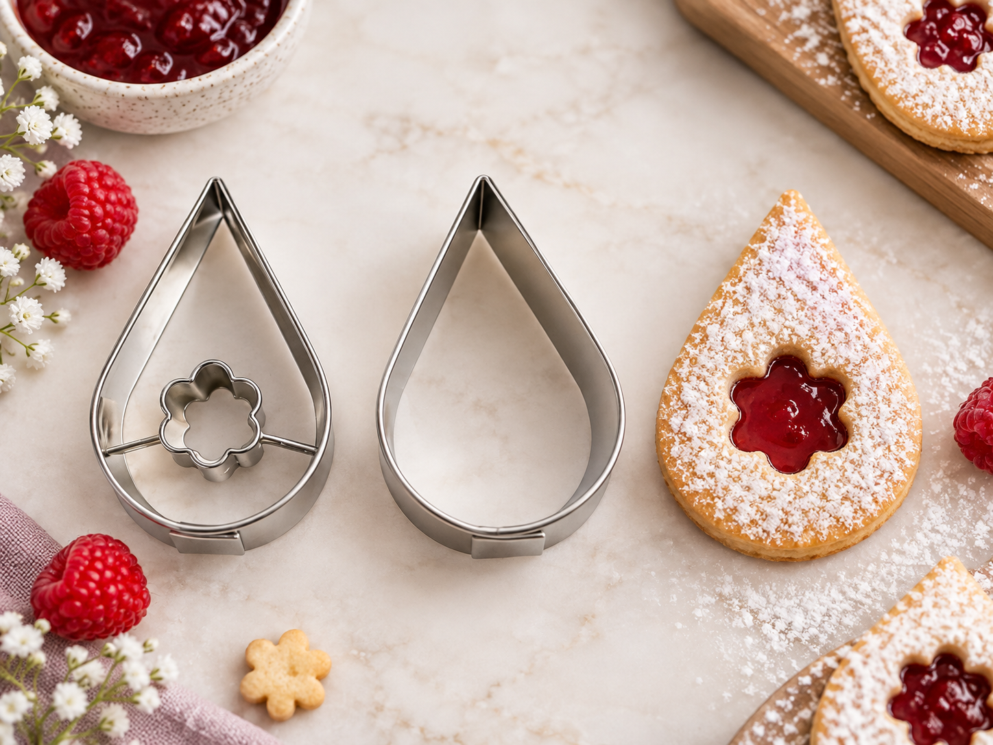 Linzer Ausstecher Tropfen mit Blume