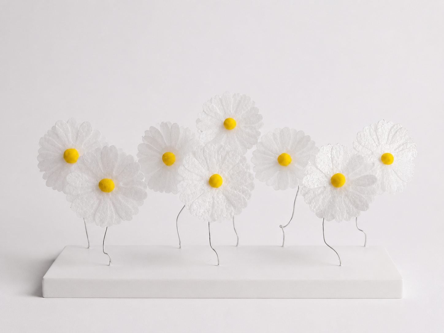 Oblatenblumen Weiß mit Draht – 9-teilig