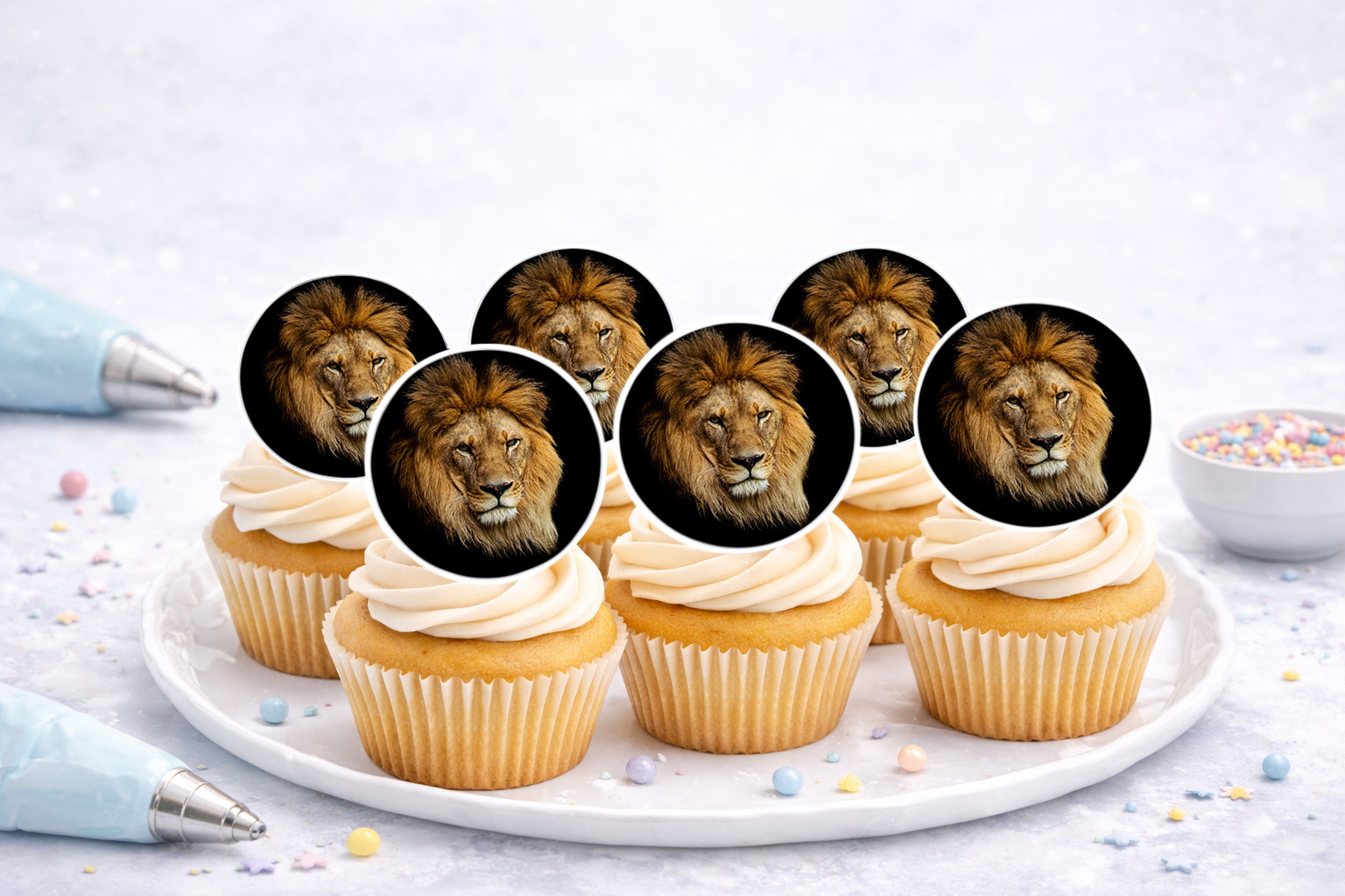 Essbare Muffinaufleger mit Löwen-Motiv für Cupcakes und Muffins