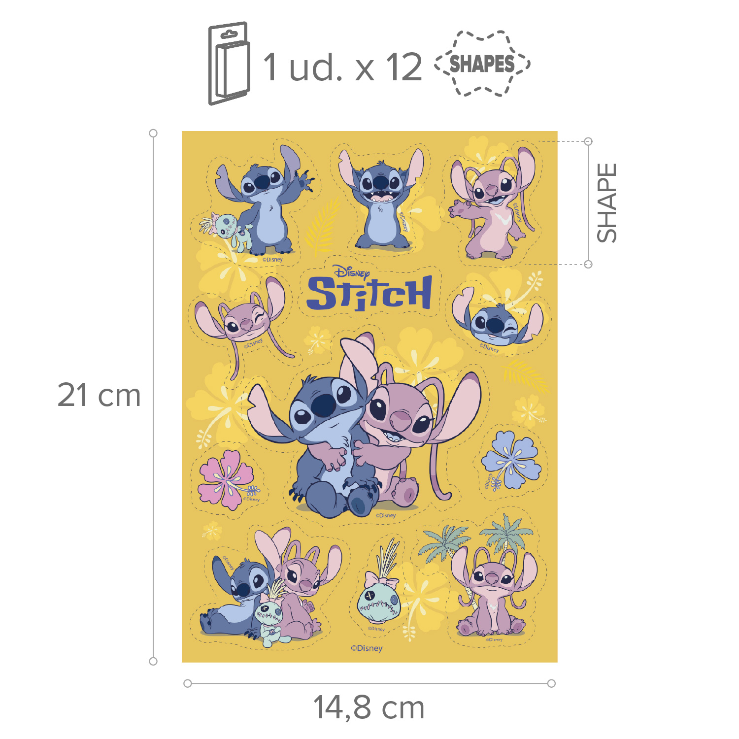 Essbare Dekoration Stitch & Angel A5 – ausschneidbare Kuchen- und Tortenaufleger