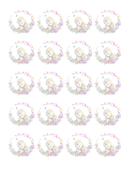 Muffinaufleger Elefant mit Blumen