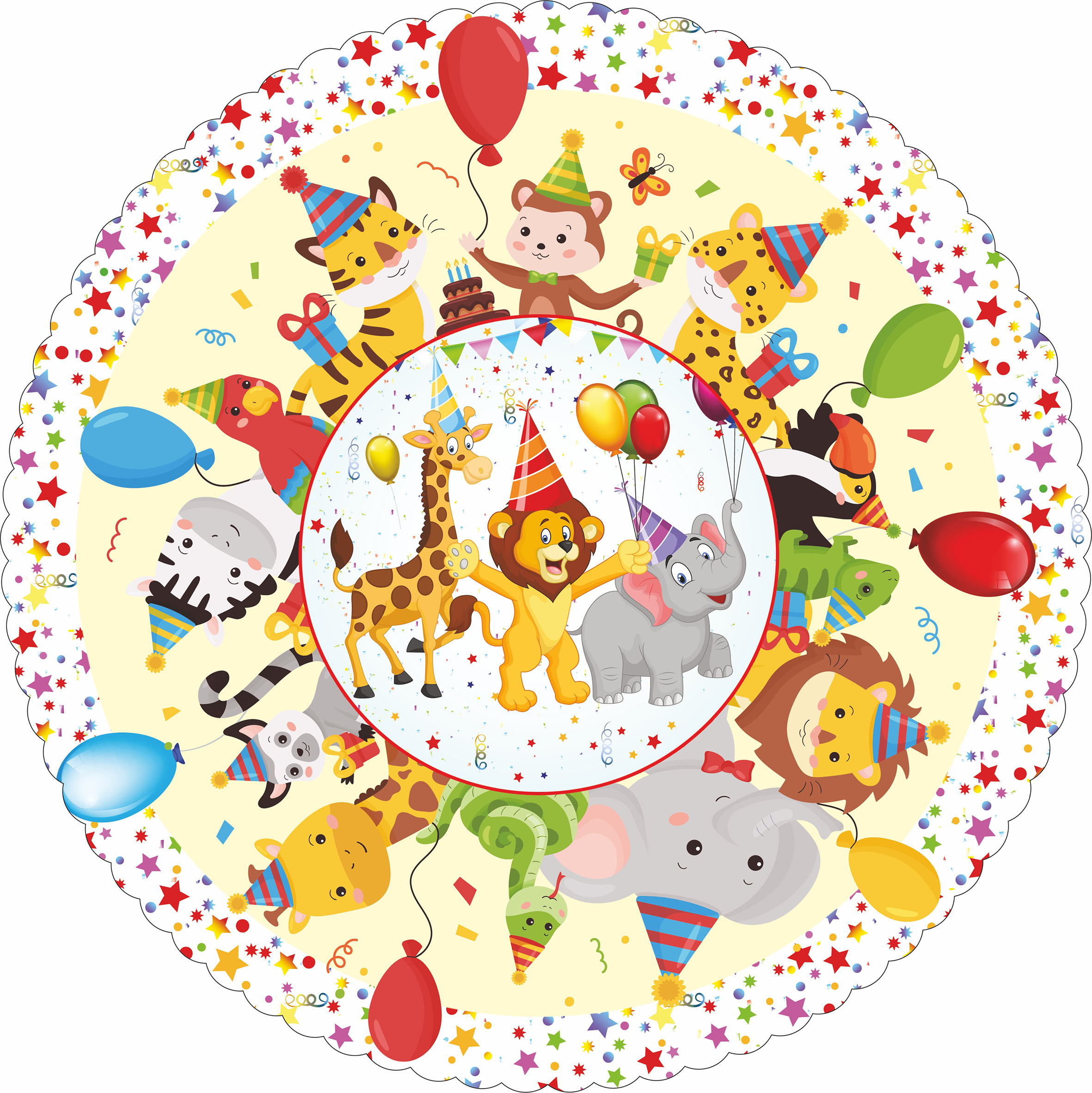 Tortenplatte mit Design Zootiere Geburtstag