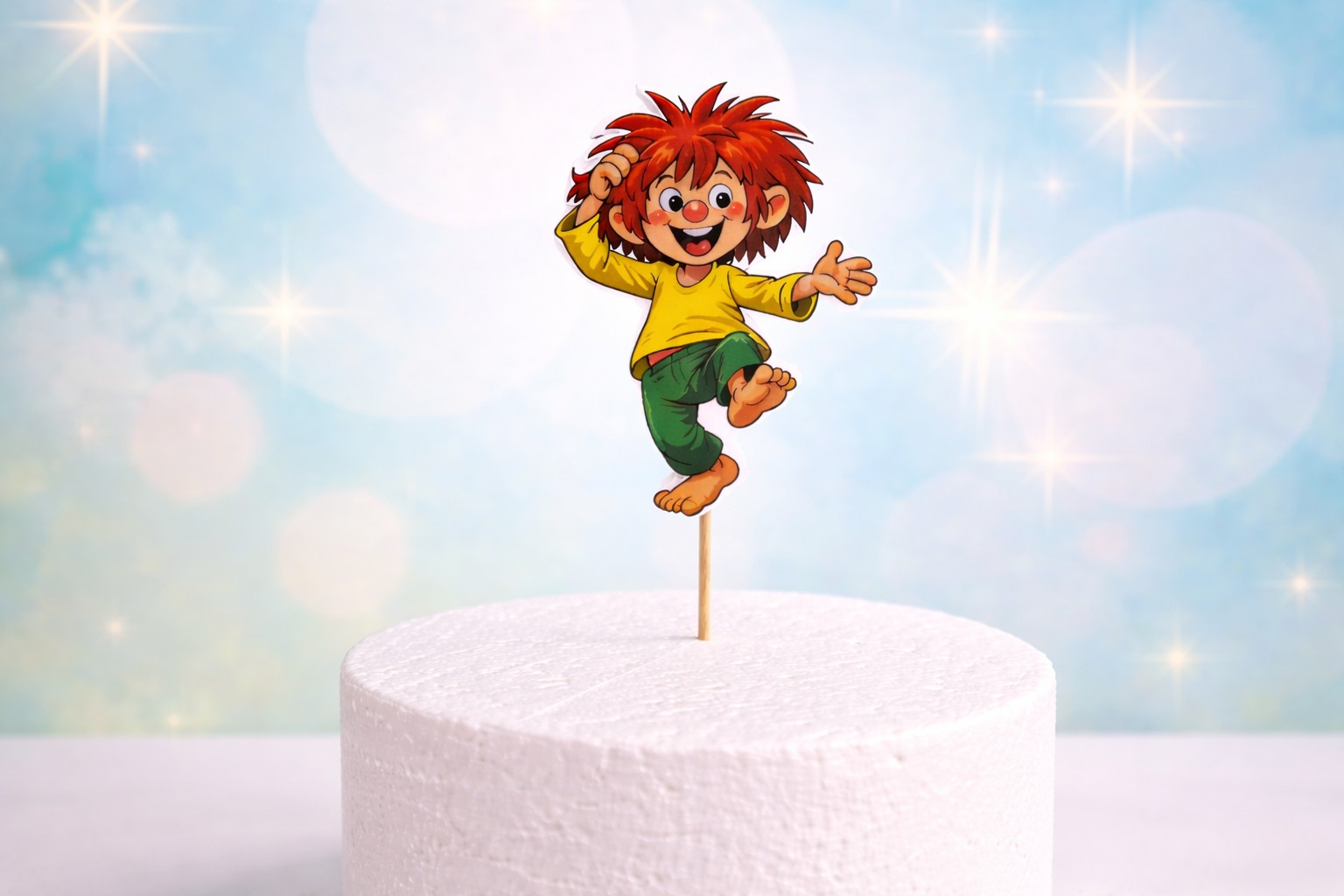 Essbarer Cake Topper „Frecher Kobold“ – Fondant-Figur zum Einstecken | Kindergeburtstag Tortendeko