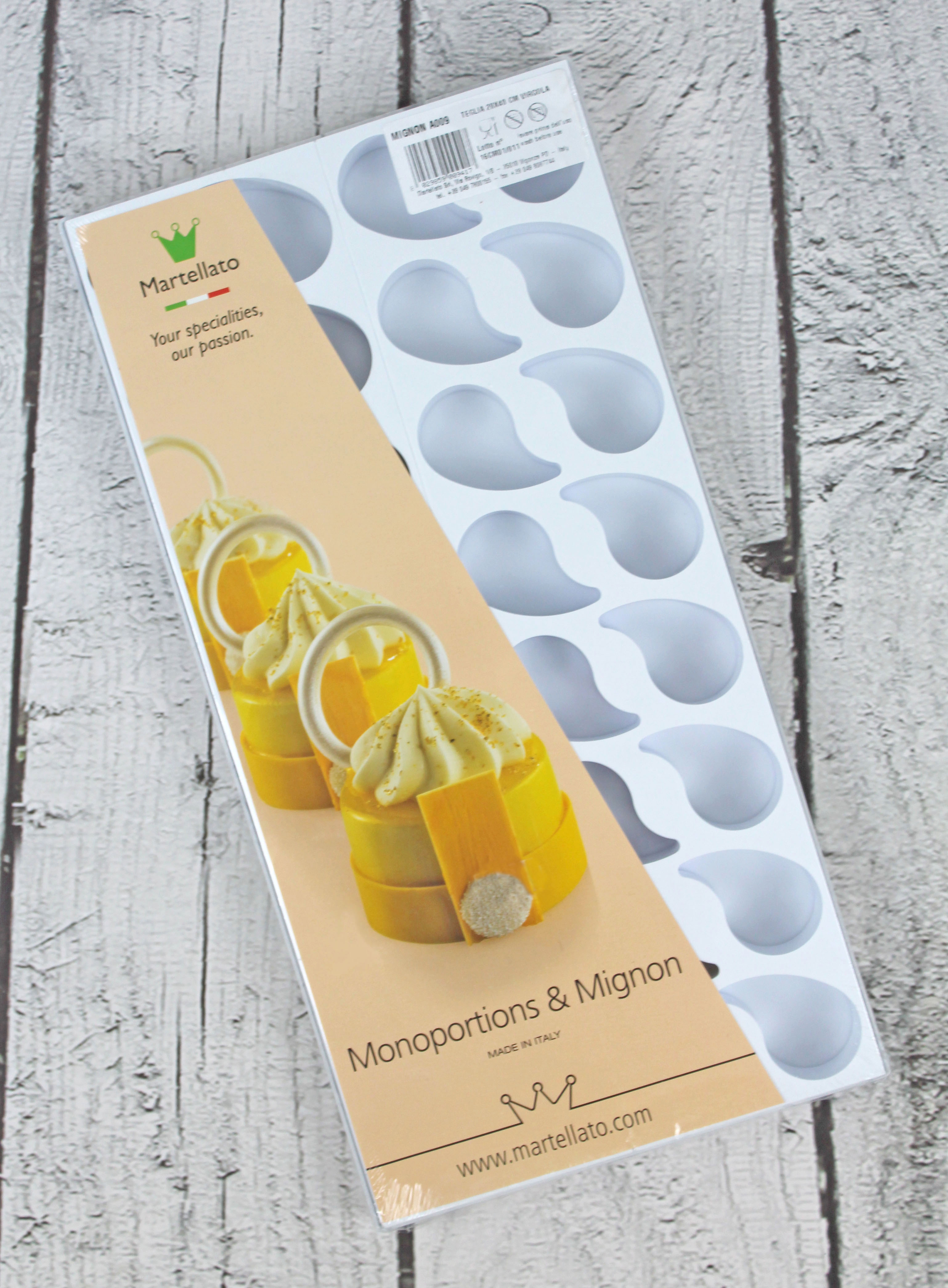 Dessertform Set Petit Fours Flamme klein – Dekorbiskuit Formen von Martellato